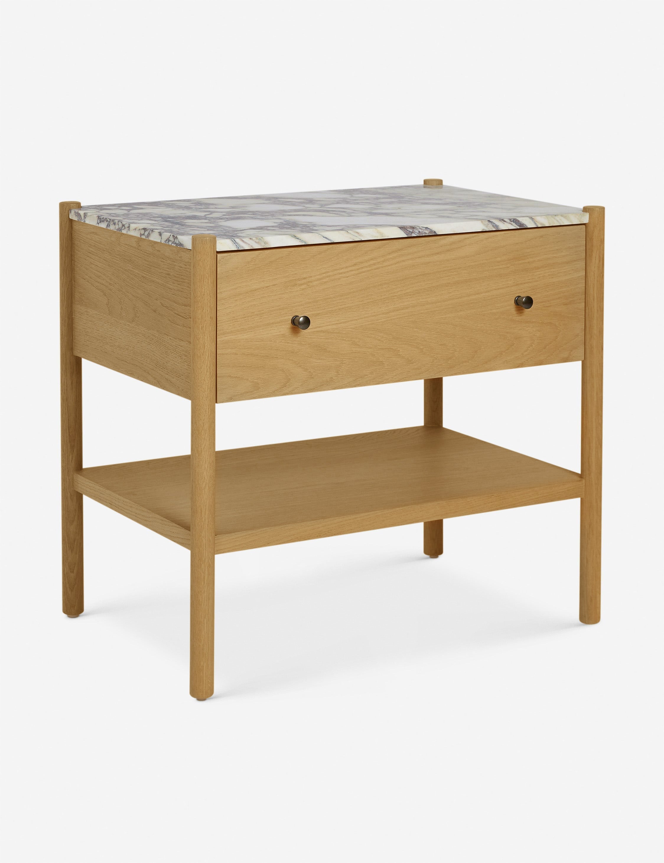 Phaedra Nightstand | Natural Wood Frame, Marble Top