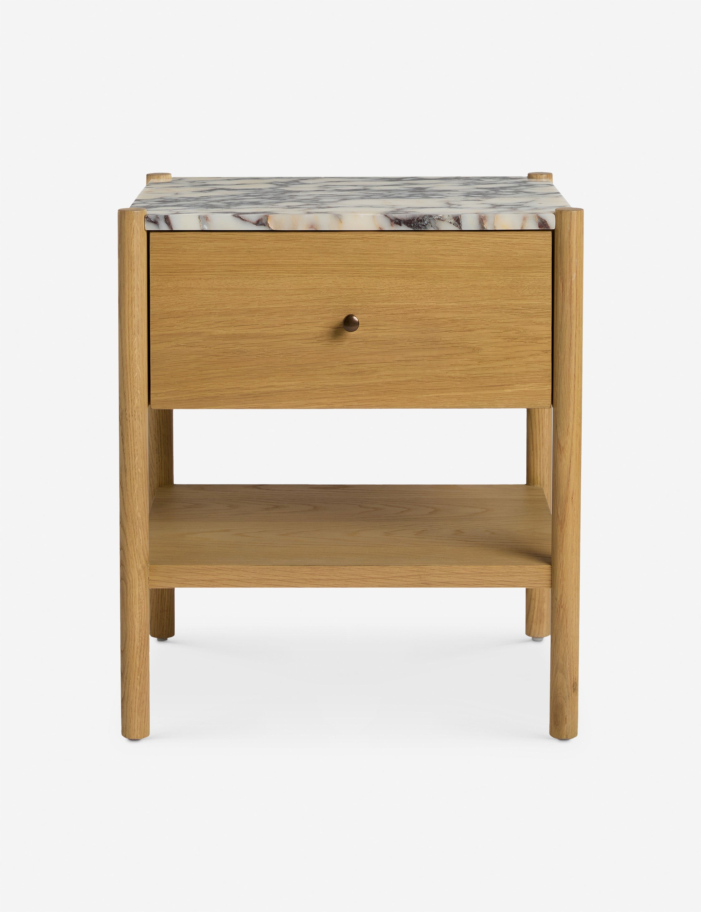 Phaedra Nightstand | Natural Wood Frame, Marble Top