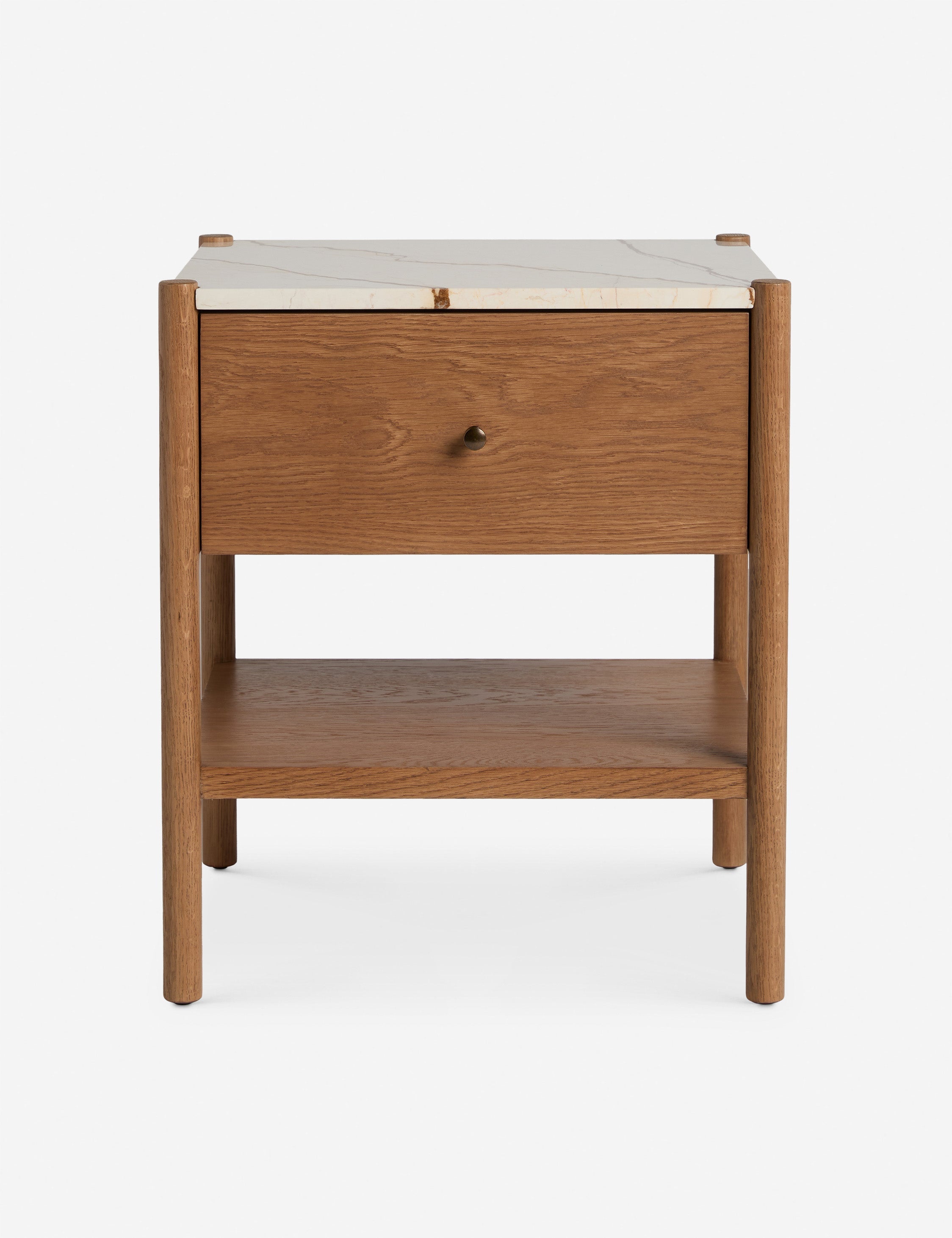 Phaedra Nightstand | Natural Wood Frame, Marble Top
