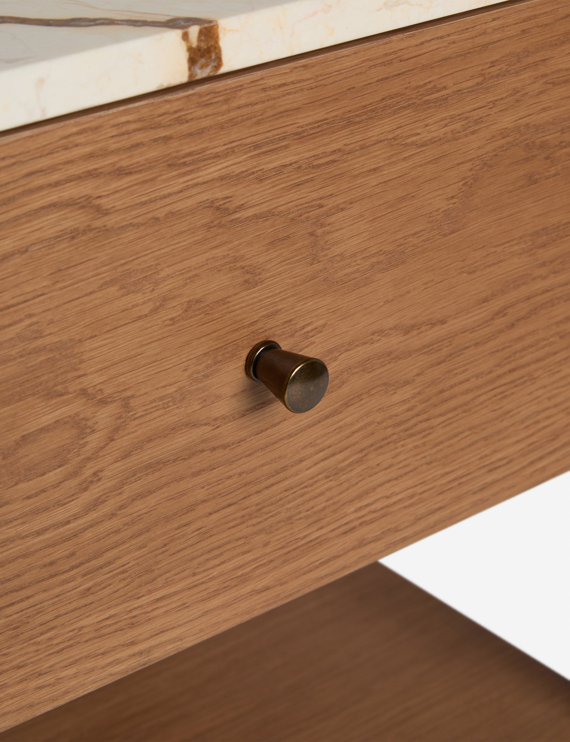 Phaedra Nightstand | Natural Wood Frame, Marble Top