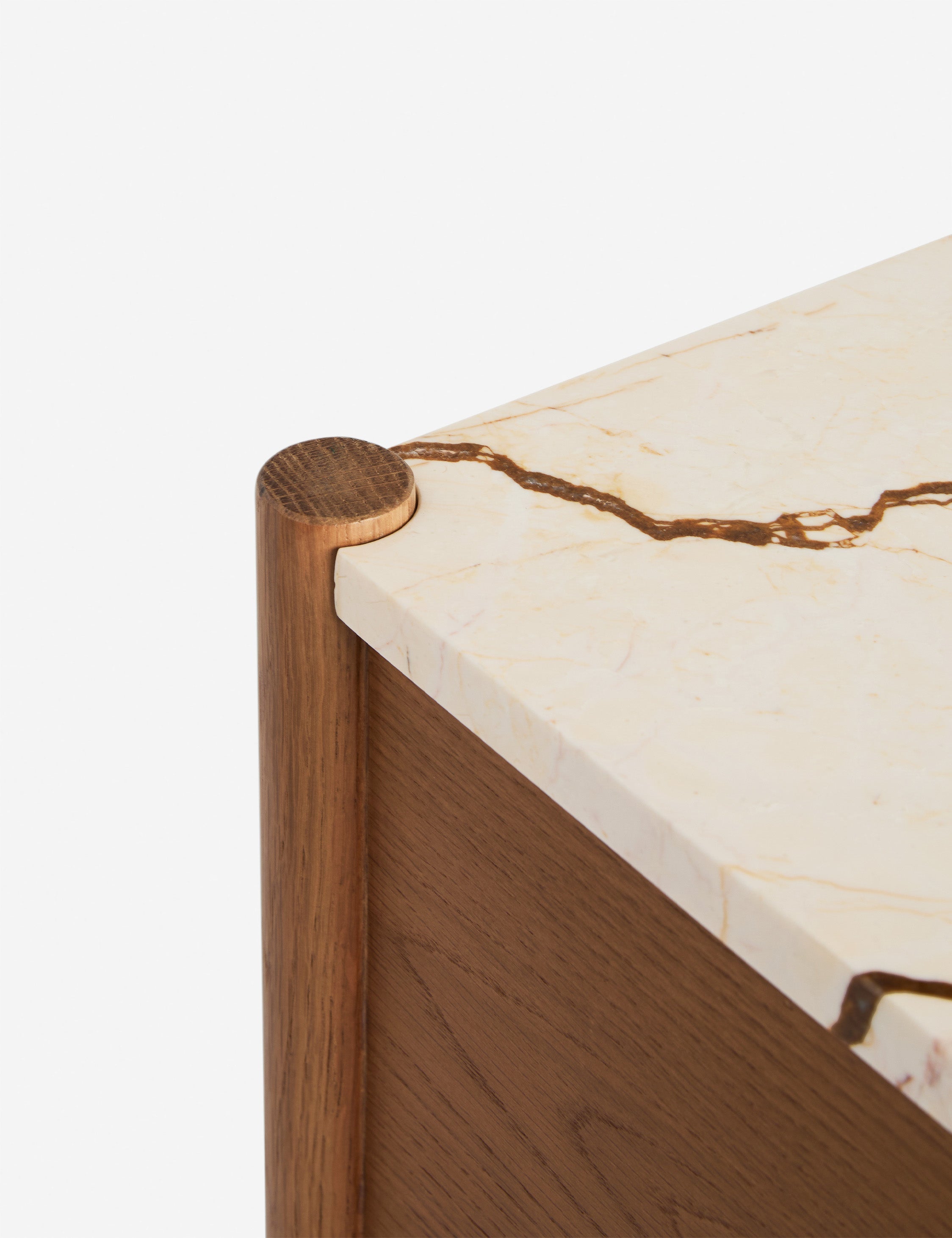 Phaedra Nightstand | Natural Wood Frame, Marble Top