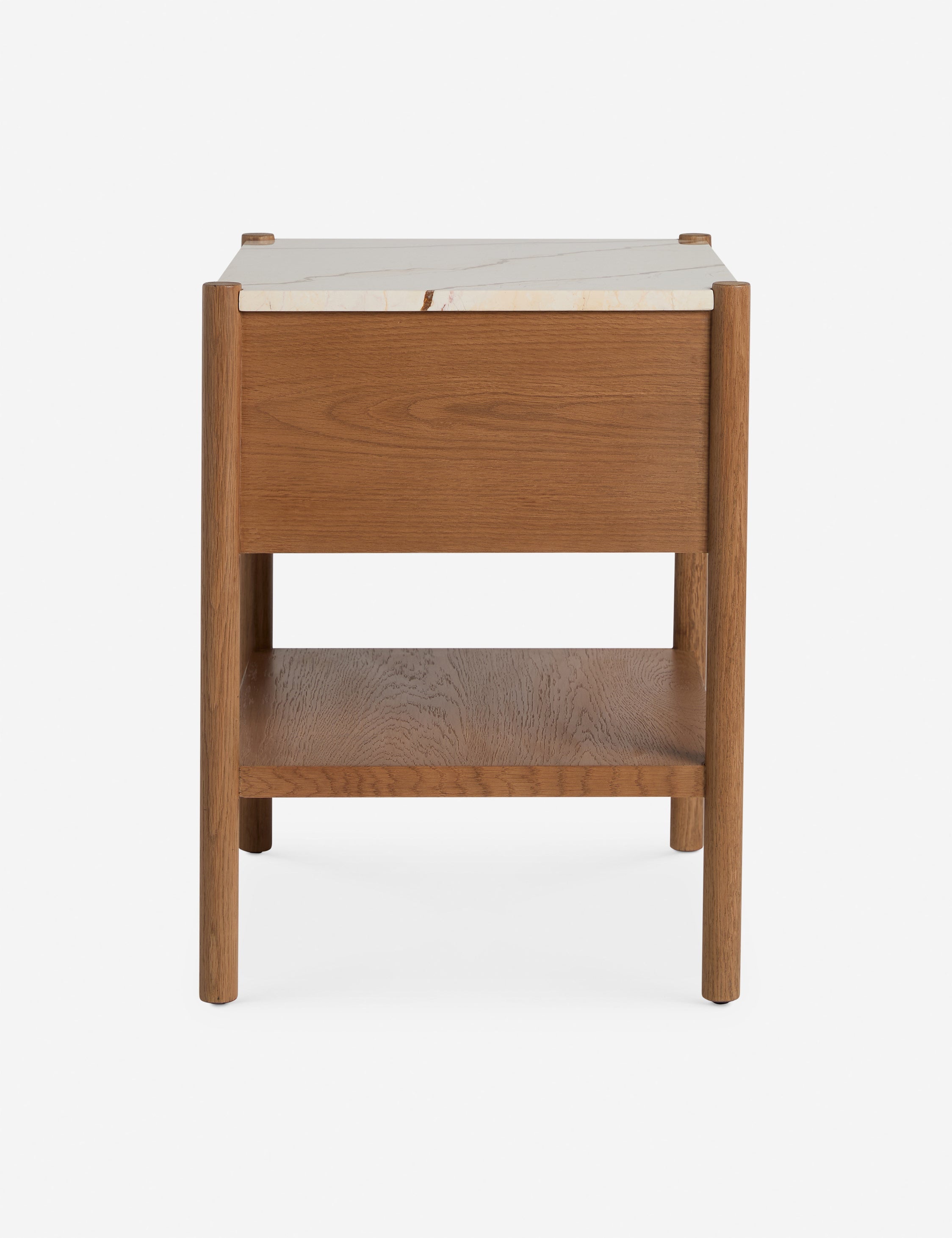 Phaedra Nightstand | Natural Wood Frame, Marble Top