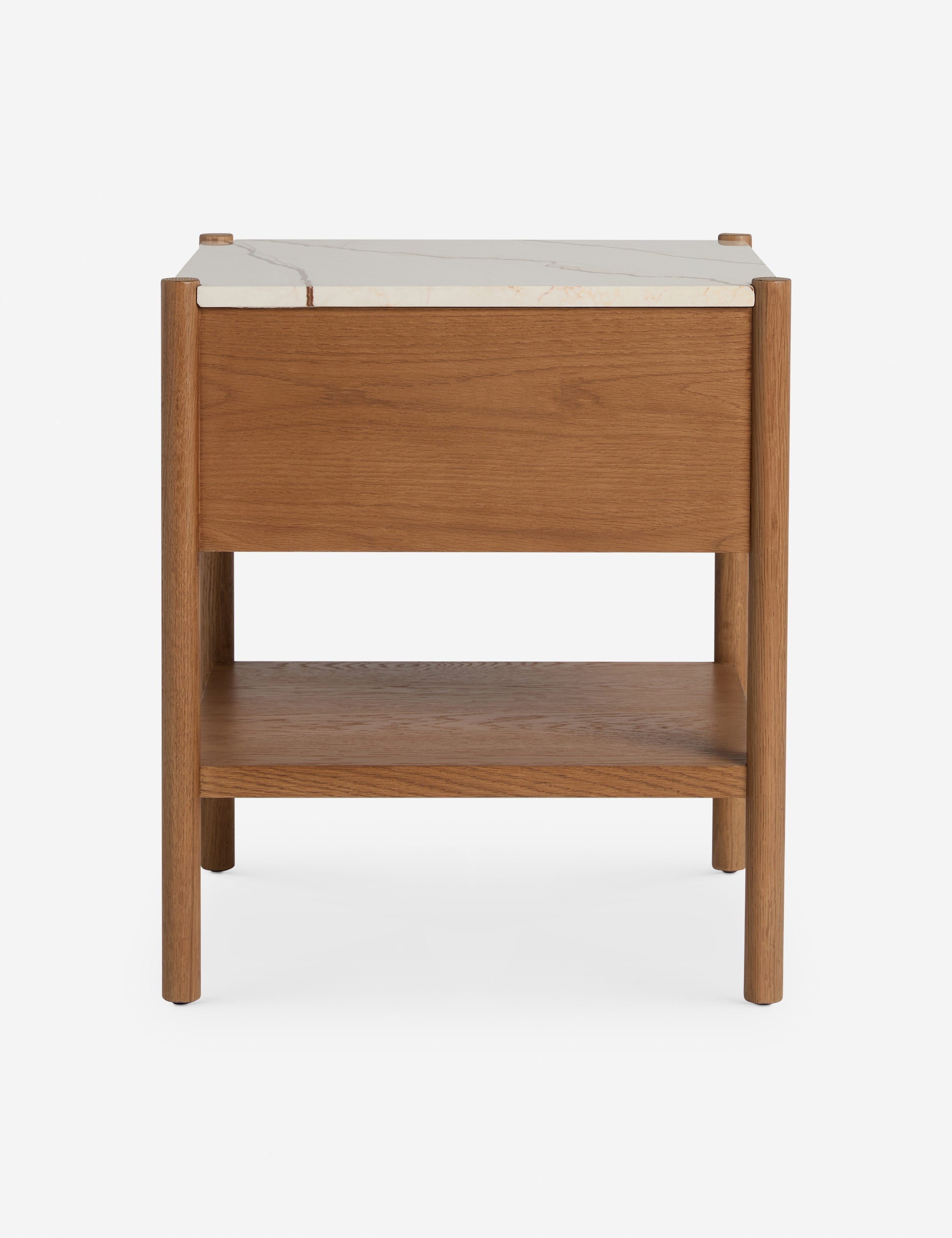 Phaedra Nightstand | Natural Wood Frame, Marble Top