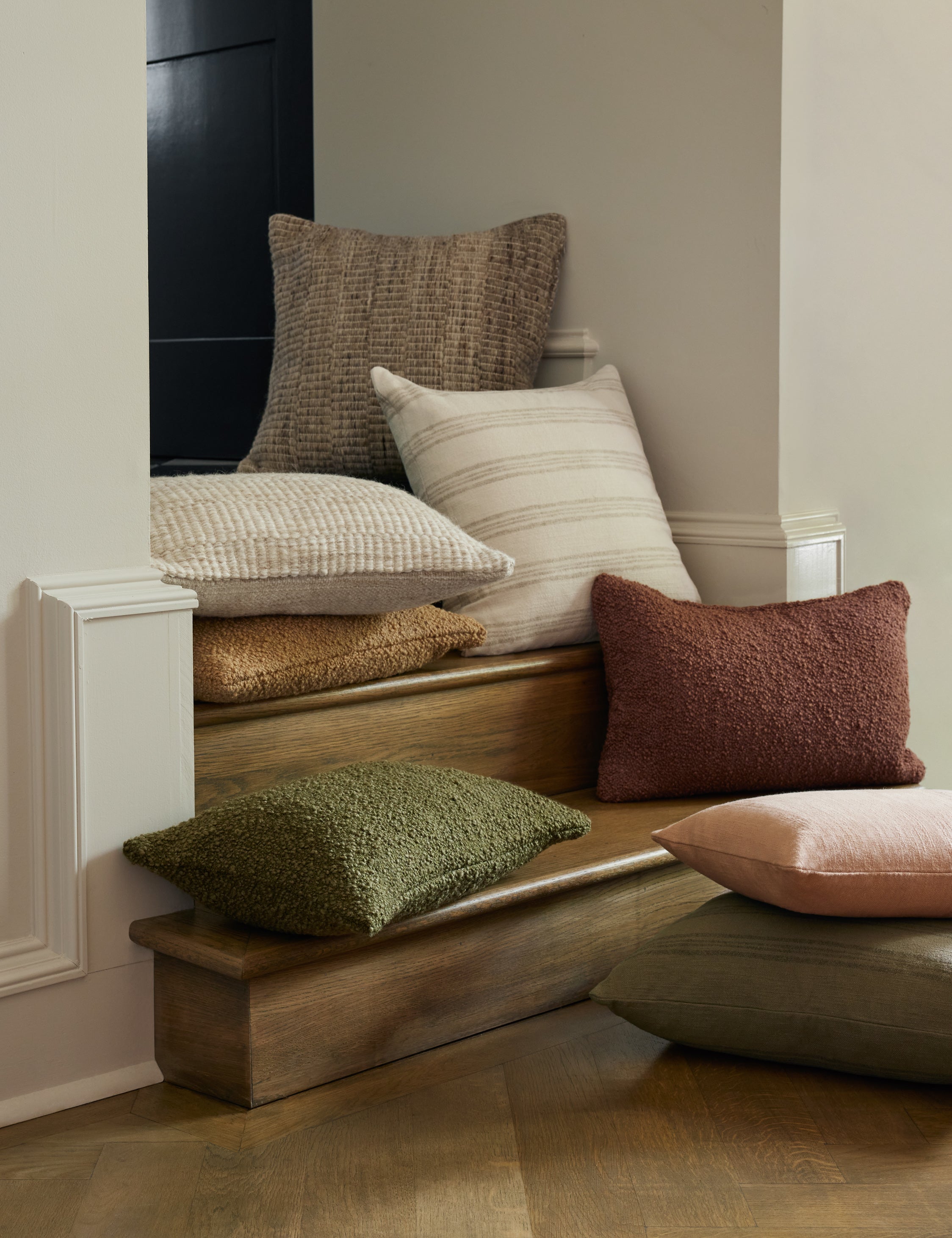 Rina Throw Pillow | Woolen Accent, Heathered Texture