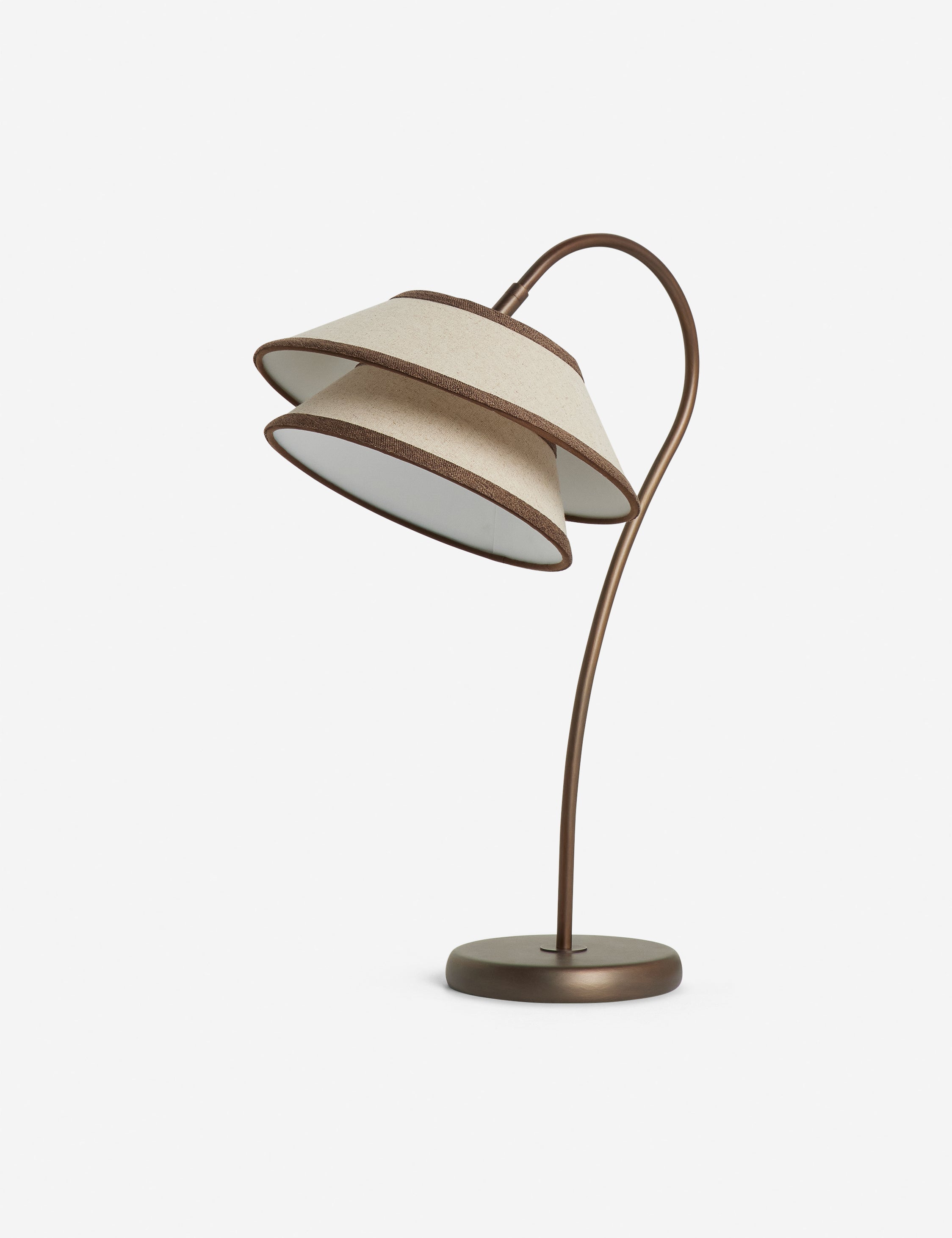 Pivotal Table Lamp | Ivory Linen with Toffee Trim
