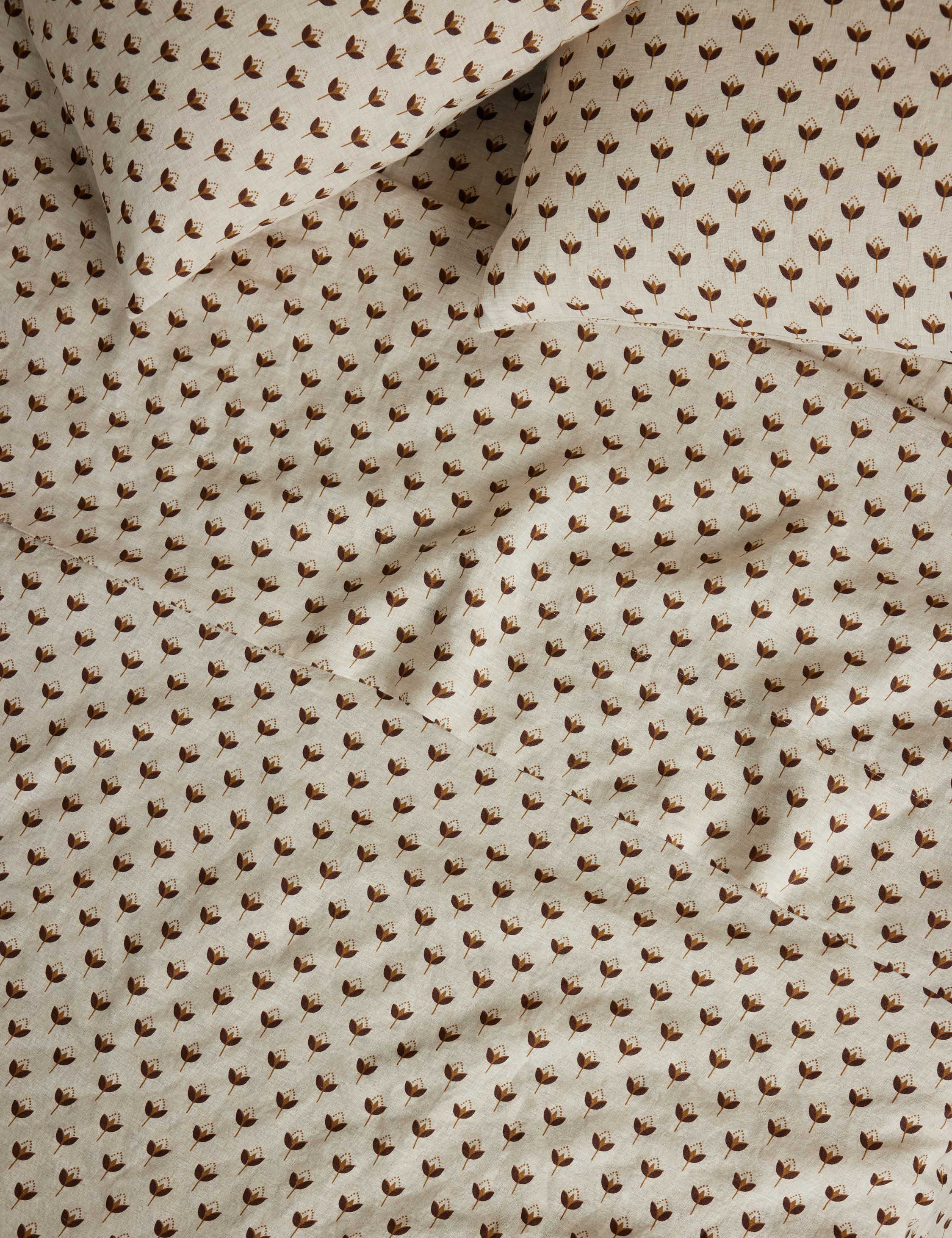 Pavo Linen Sheet Set | Breathable European Flax, Timeless Floral Design