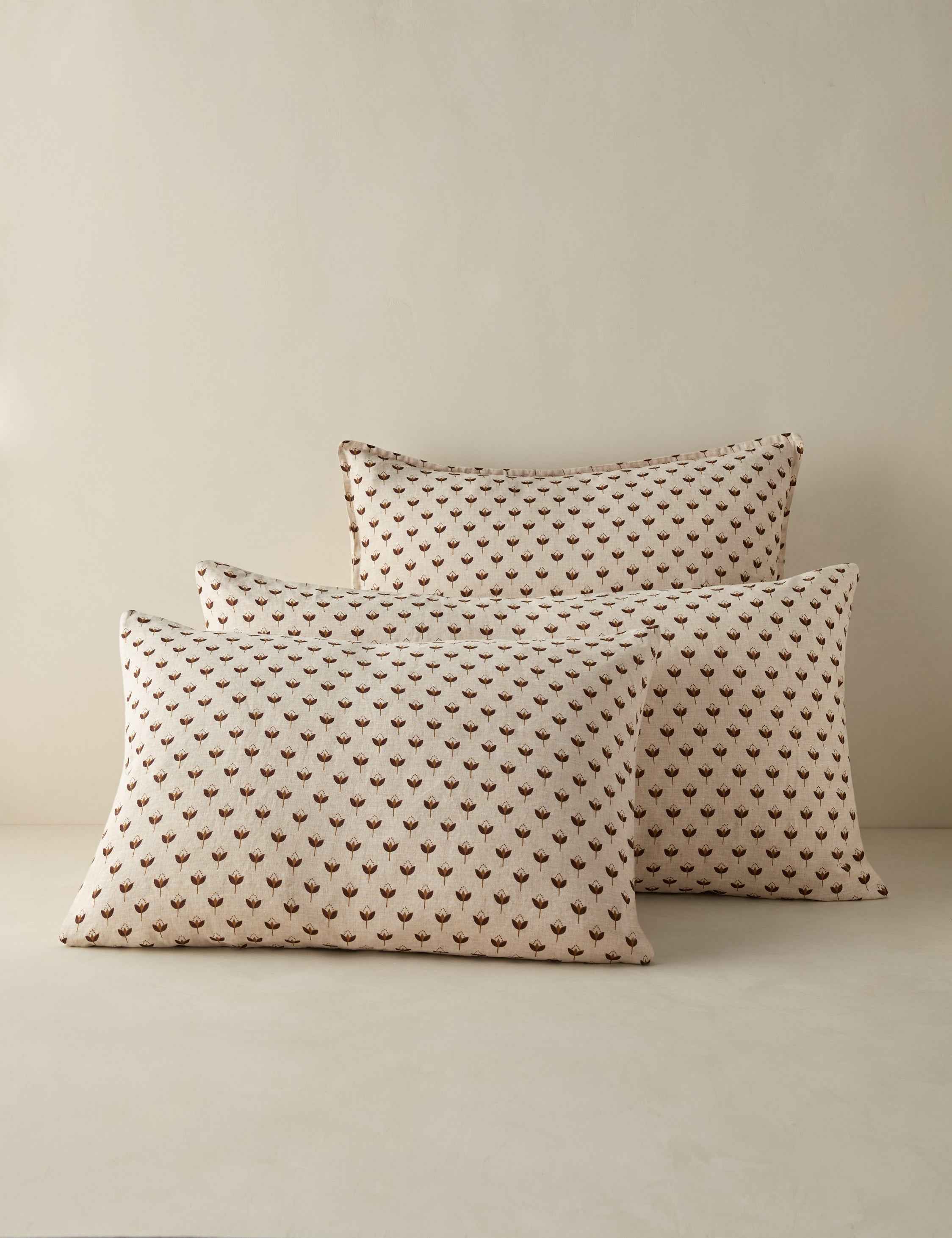 Pavé Linen Shams | Breathable European Flax, Timeless Floral Design