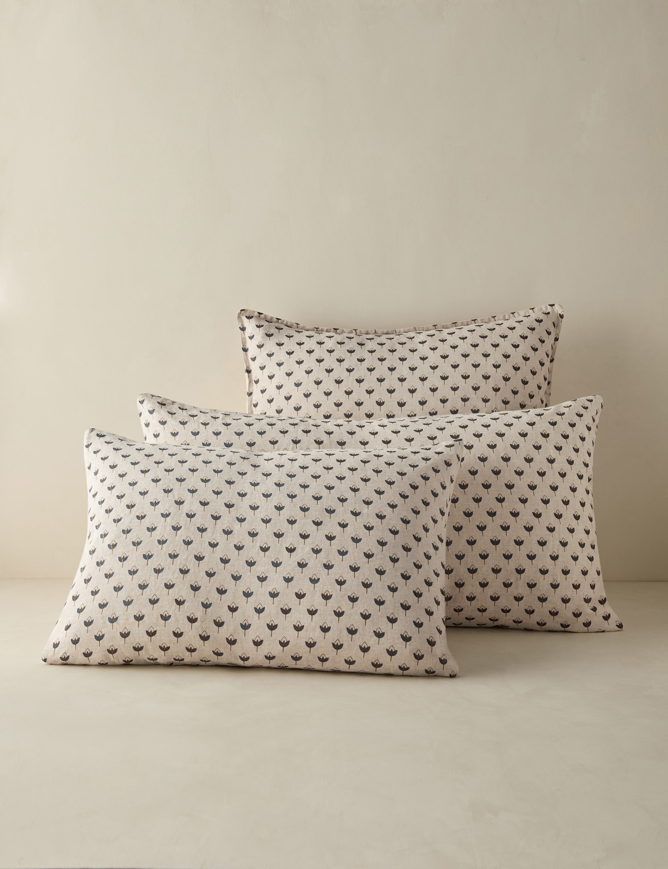 Pavé Linen Shams | Breathable European Flax, Timeless Floral Design