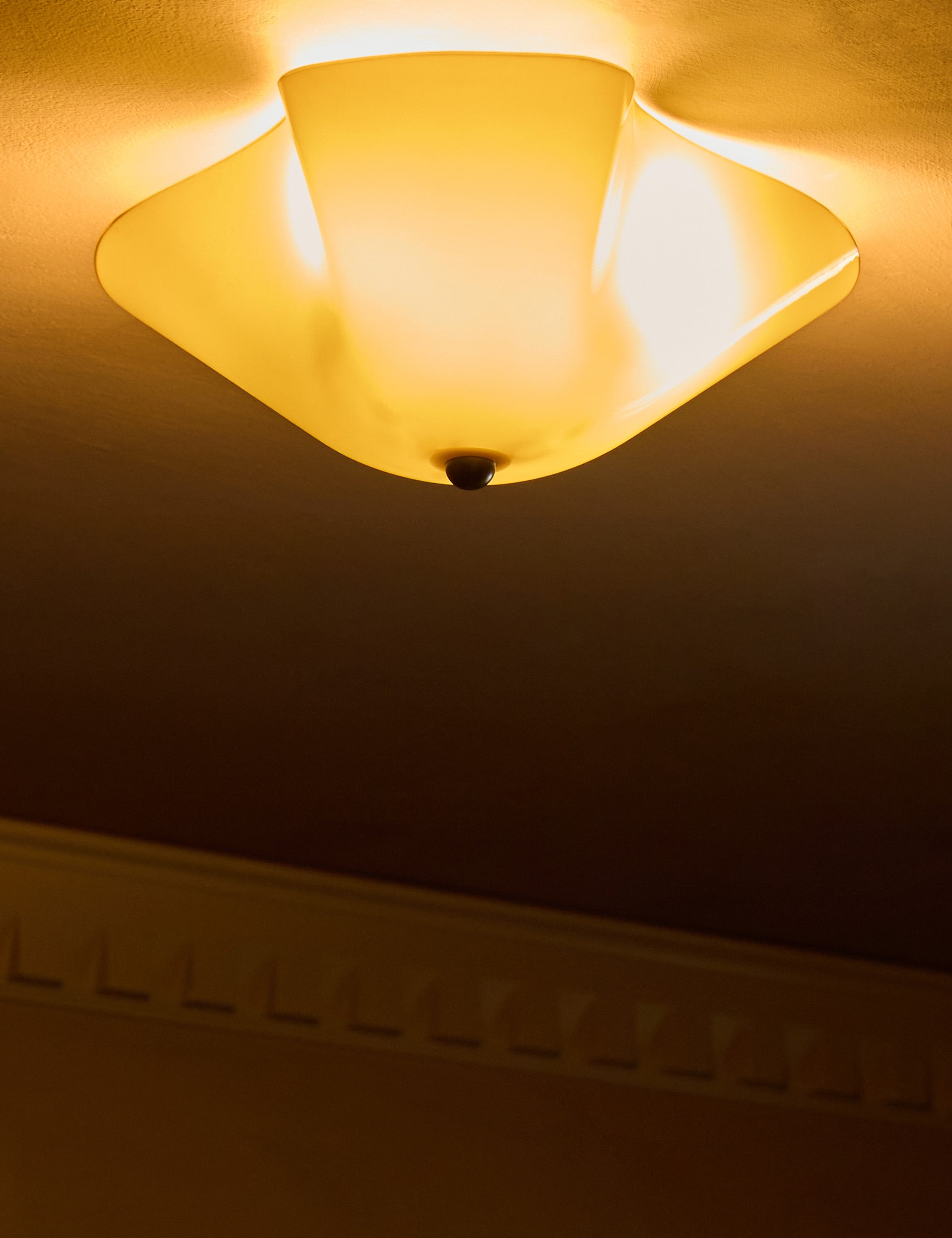 Raven Flush Mount Light | Brass Accents, Colored Glass Shade