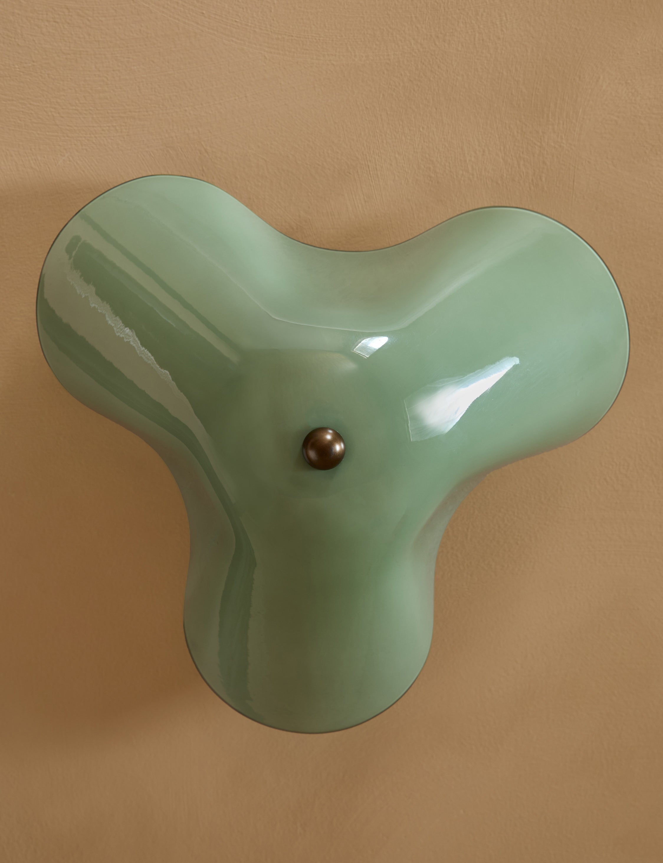 Raven Flush Mount Light | Colored Glass Shade, Brass Accents