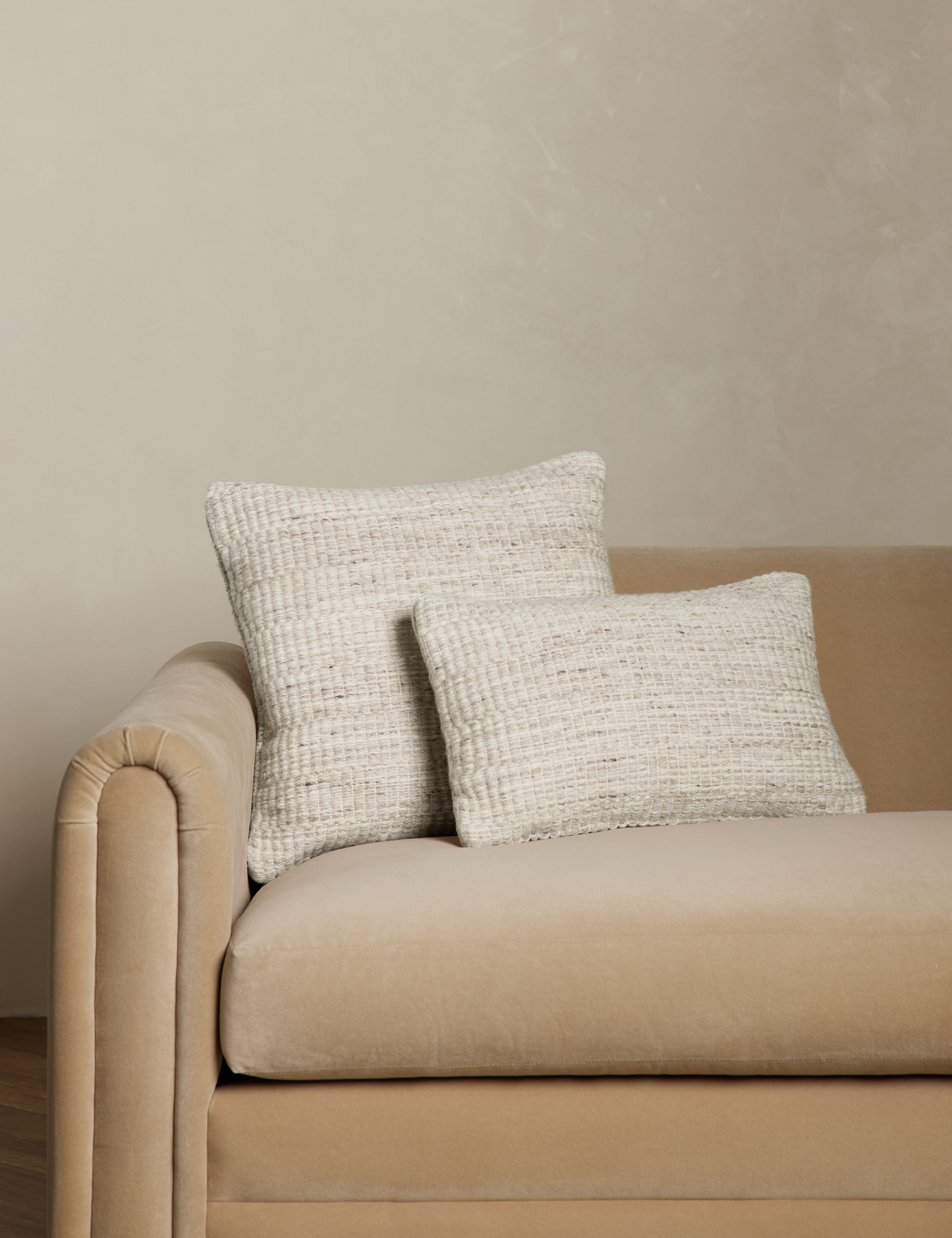 Rina Throw Pillow | Woolen Accent, Heathered Texture