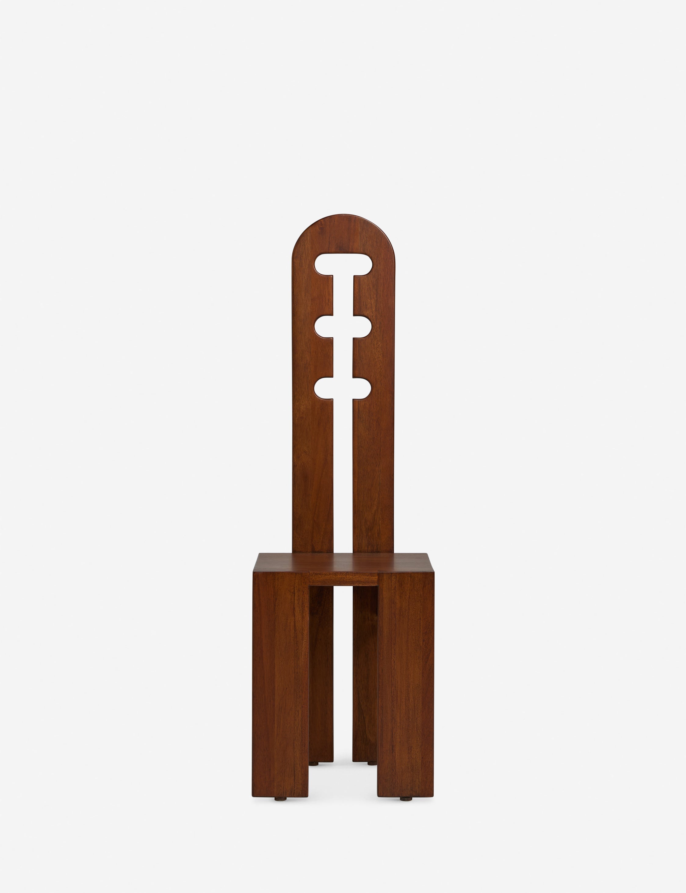 Riva Accent Stool | Tall Cutout Back, Rich Mahogany Grain