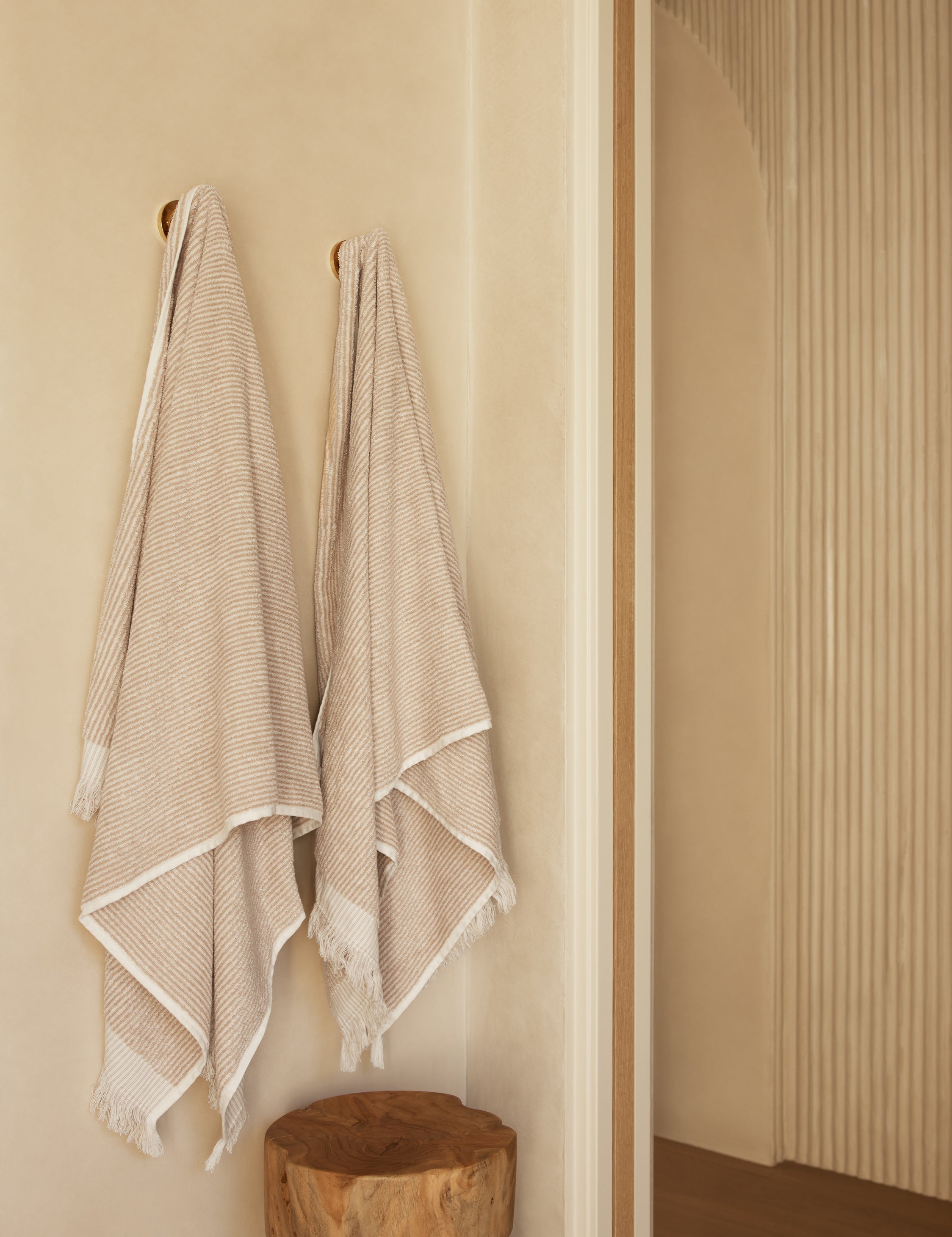 Luma Organic Cotton Towel | Striped Design, Thick Fringe