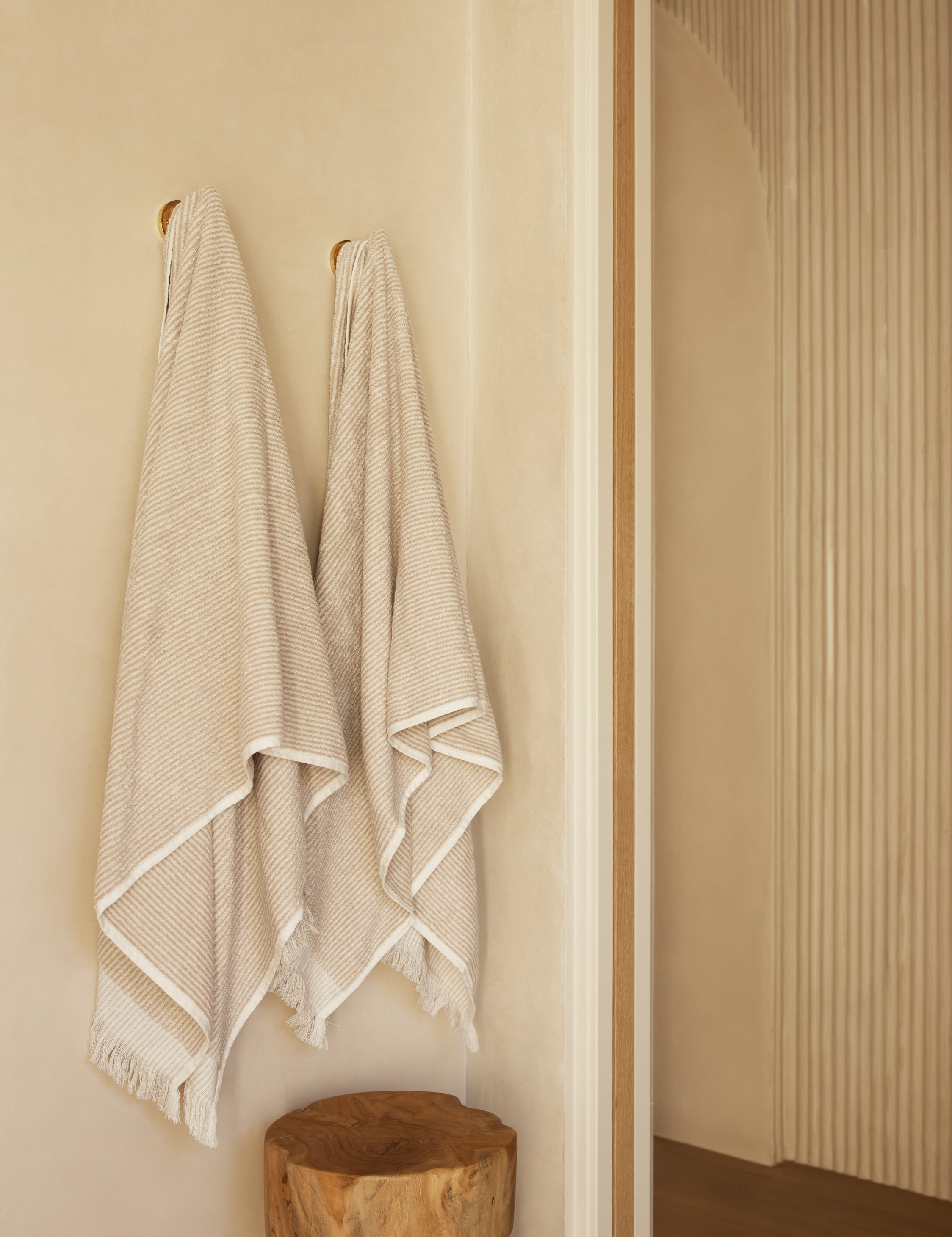 Luma Organic Cotton Towel | Striped Design, Thick Fringe