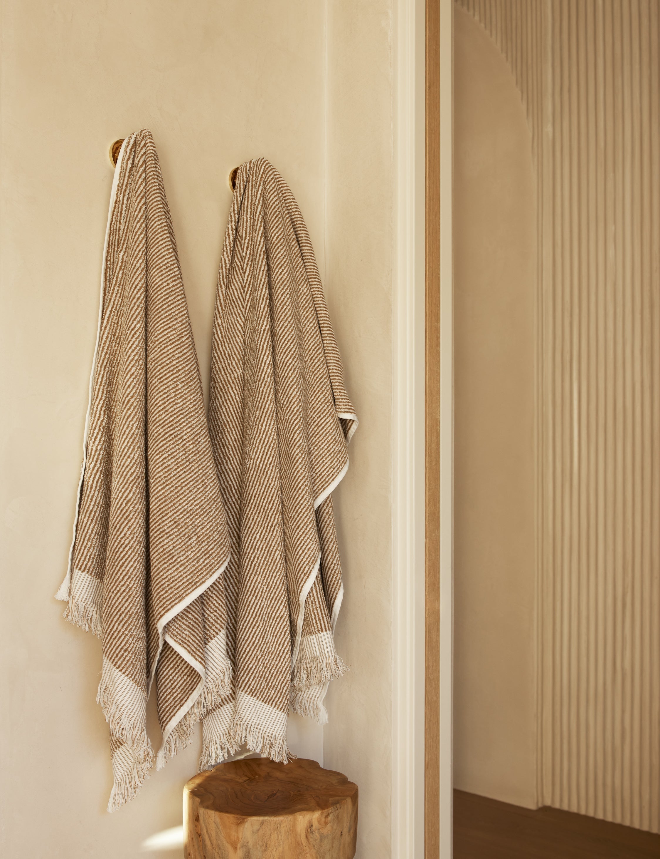 Luma Organic Cotton Towel | Striped Design, Thick Fringe