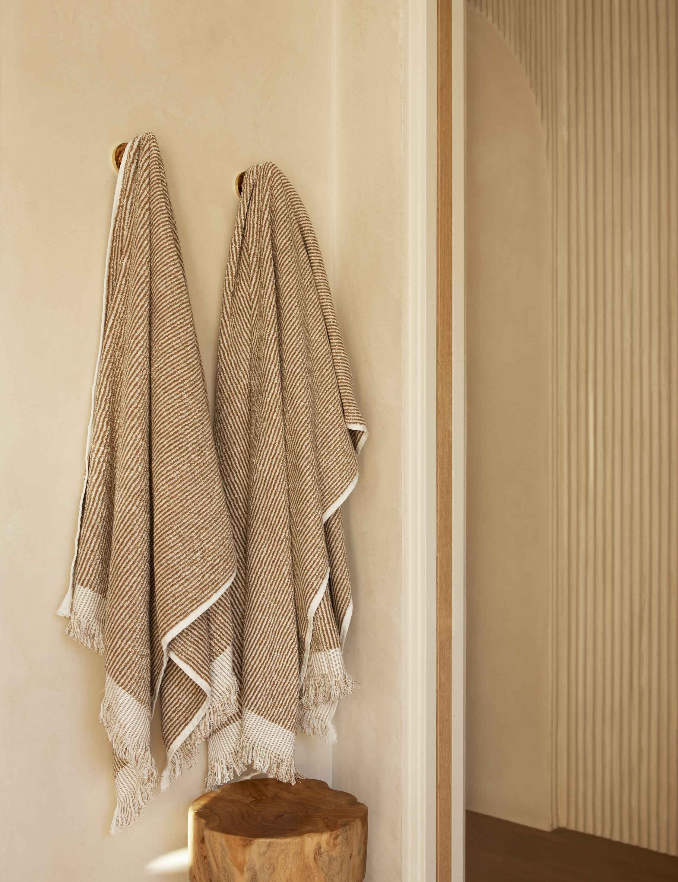 Luna Organic Cotton Towel | Striped Design, Thick Fringe