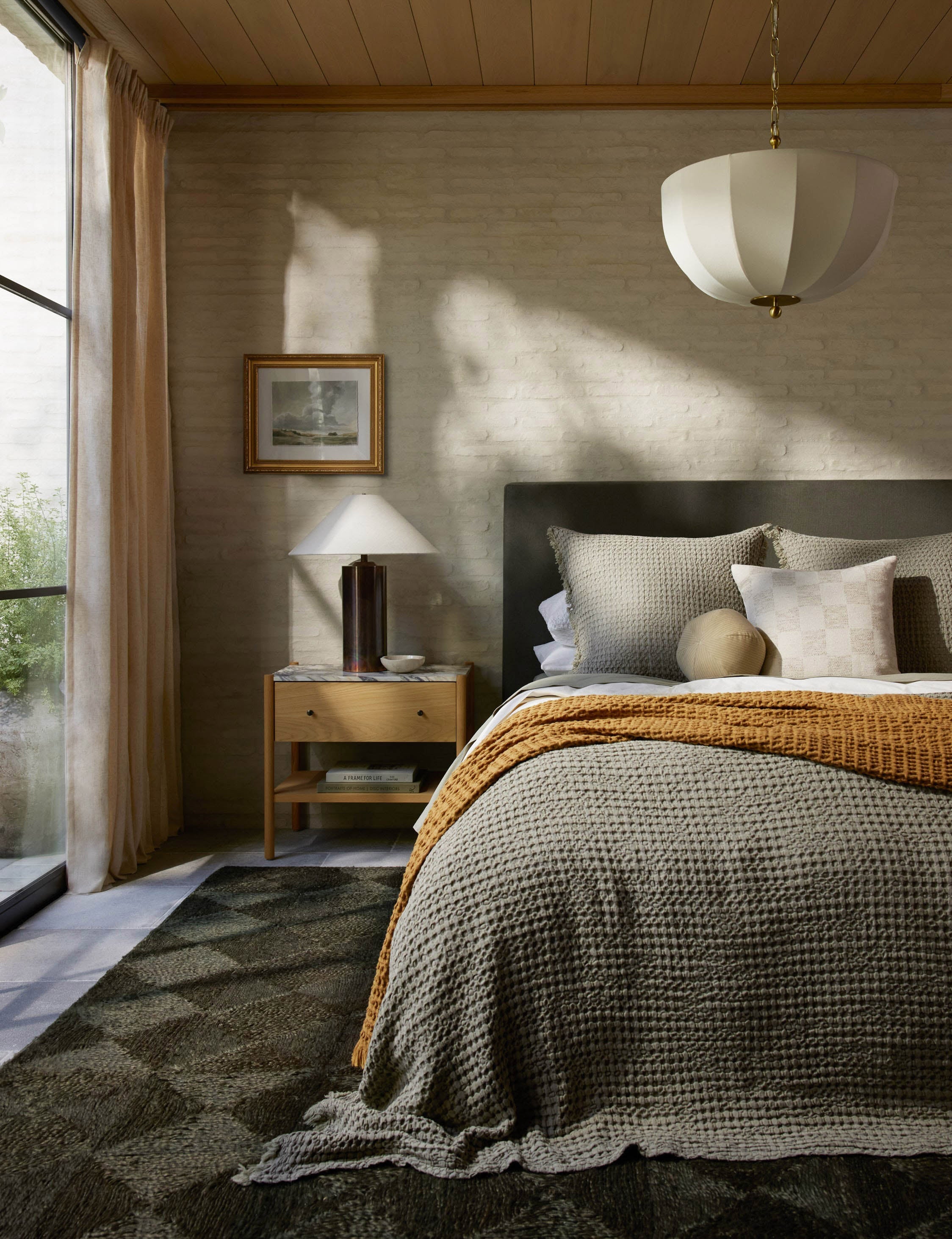Phaedra Nightstand | Natural Wood Frame, Marble Top