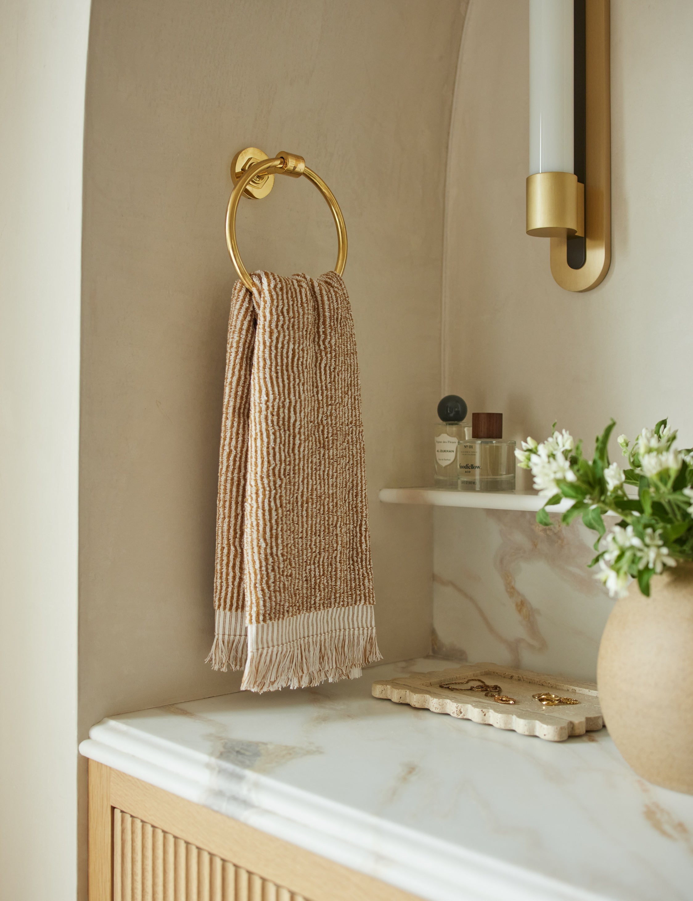 Luma Organic Cotton Towel | Striped Design, Thick Fringe