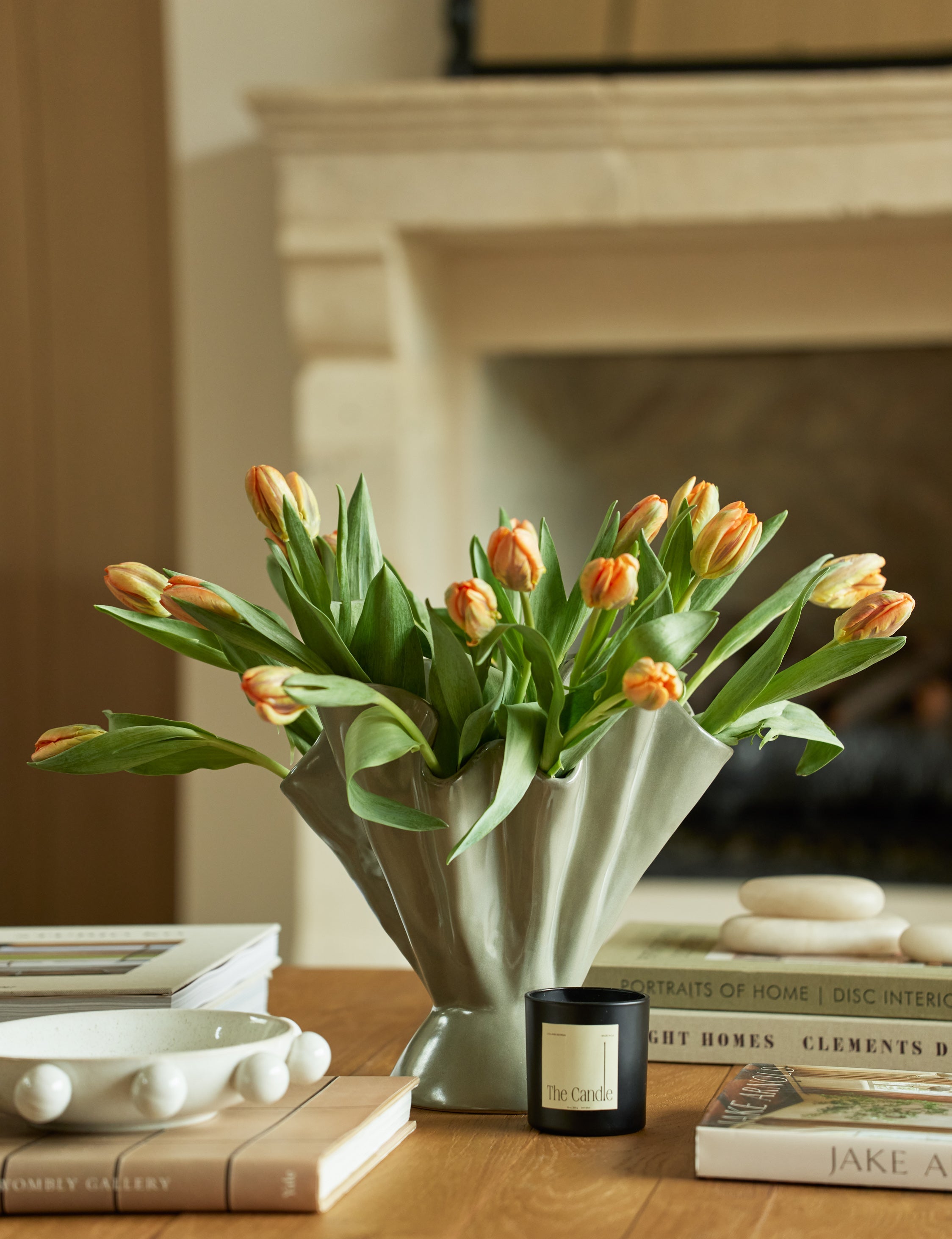 Dara Ruffled Vase | Stoneware, Reactive Glaze Finish