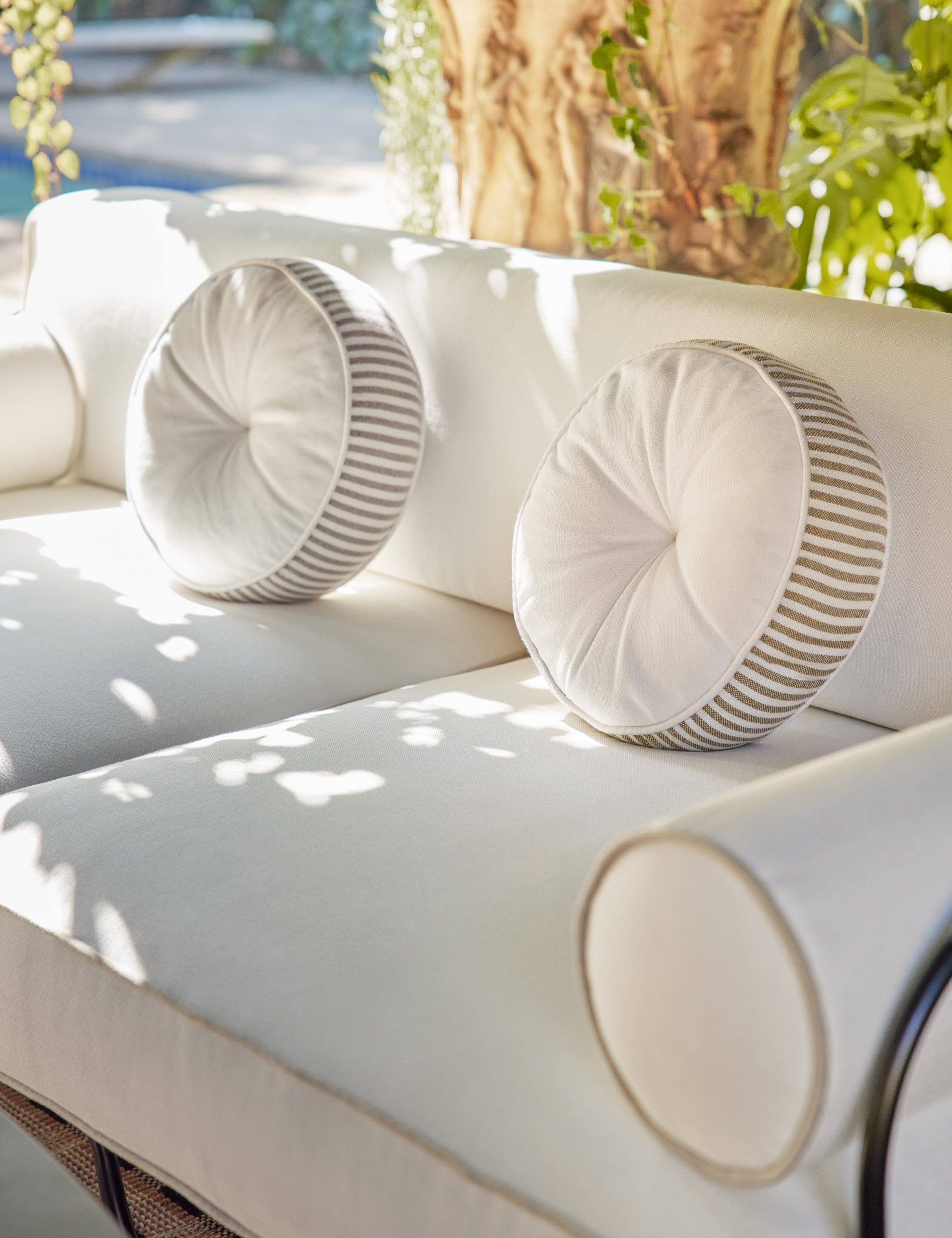 Luna Striped Disc Pillow | Chic Outdoor Accent