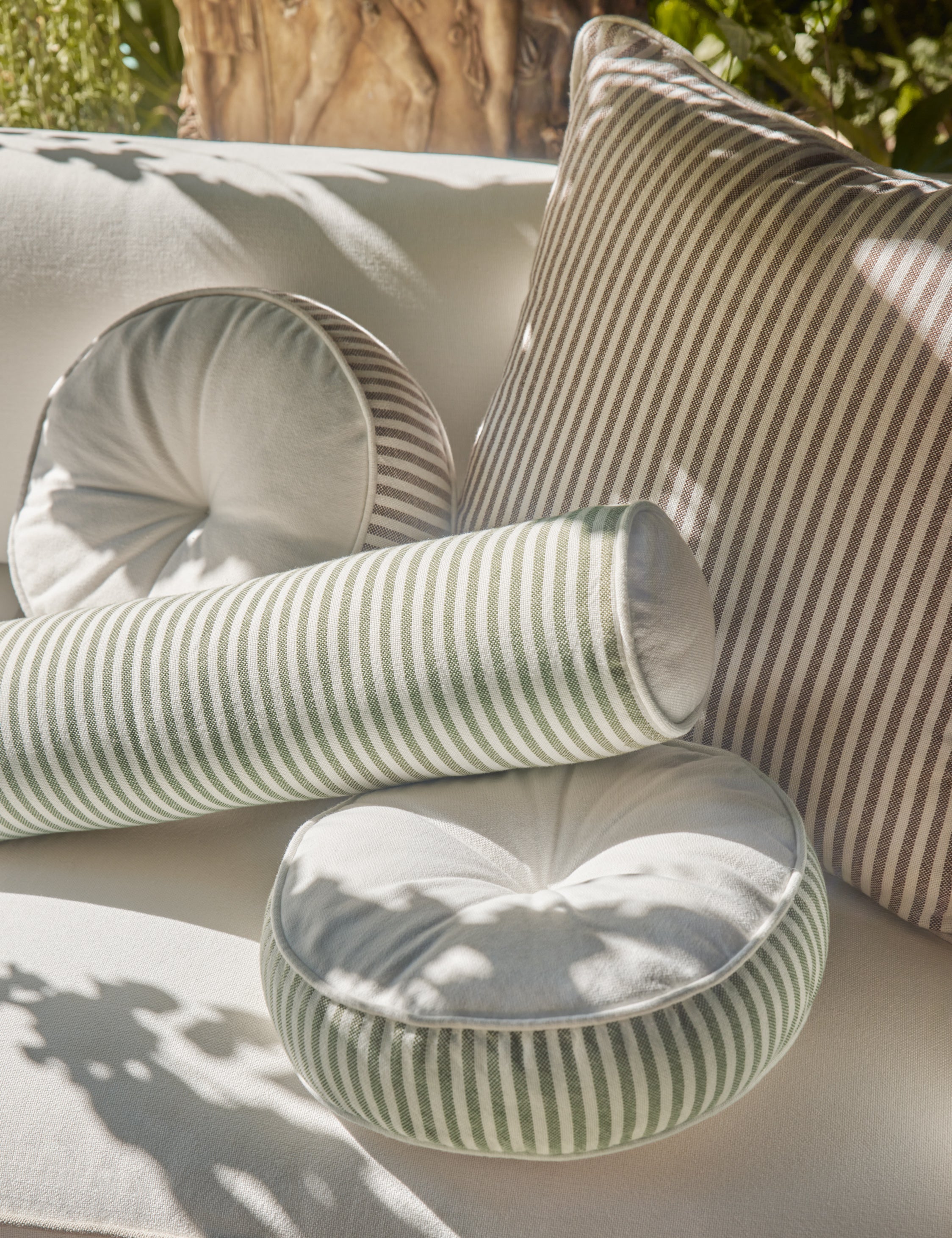 Luna Striped Disc Pillow | Chic Outdoor Accent