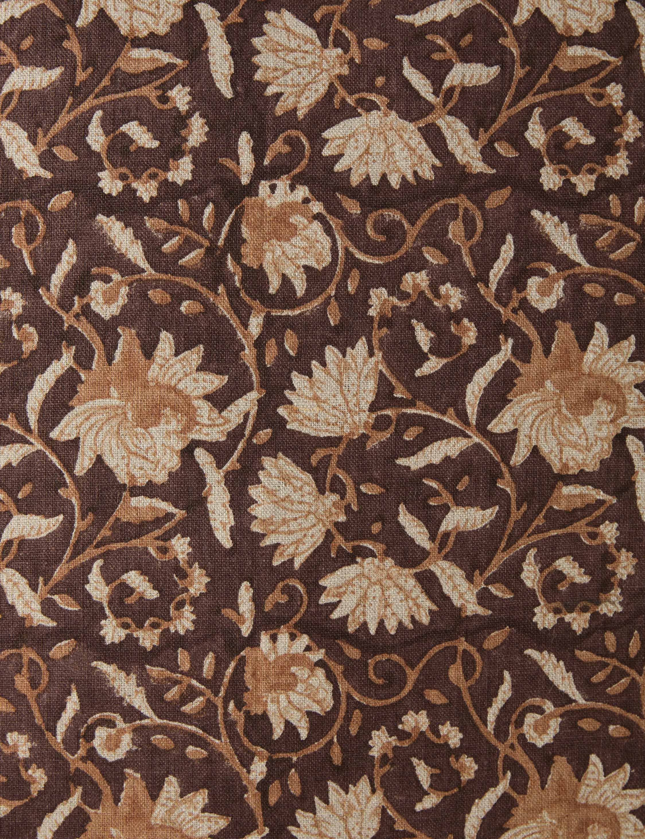 Sable Linen Pillow | Floral Pattern, Soft Down Fill