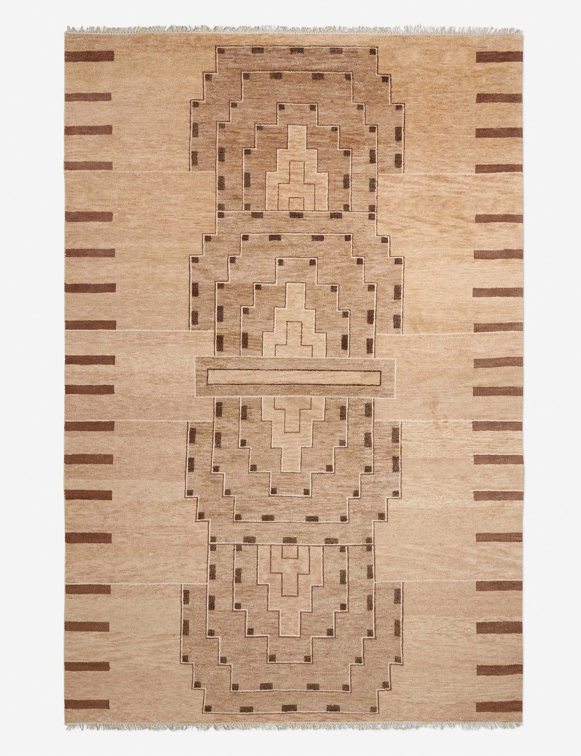 Saffron Wool Rug | Hand-Knotted, Geometric Design