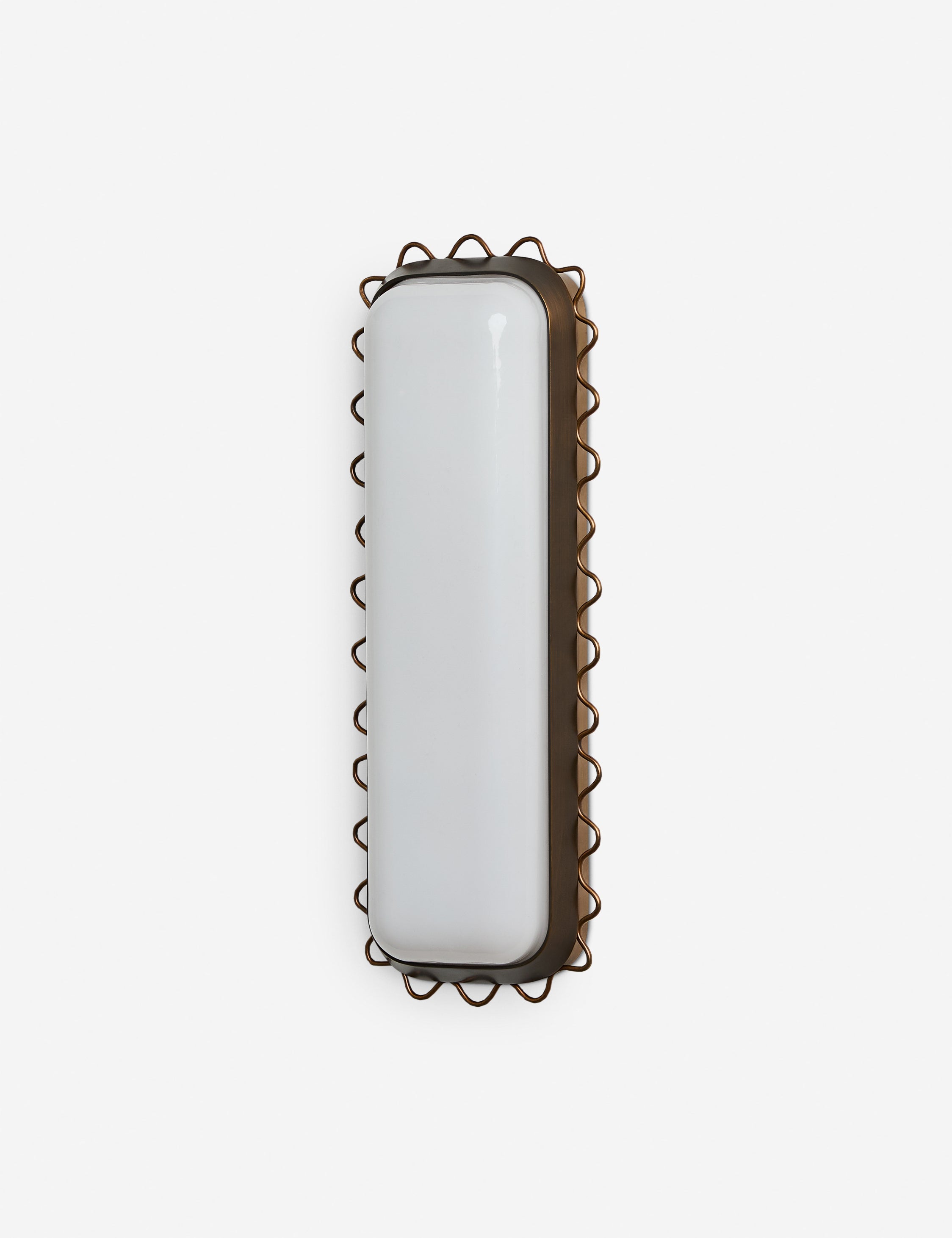 Savita Wall Sconce | Glass Shade, Wavy Metal Trim
