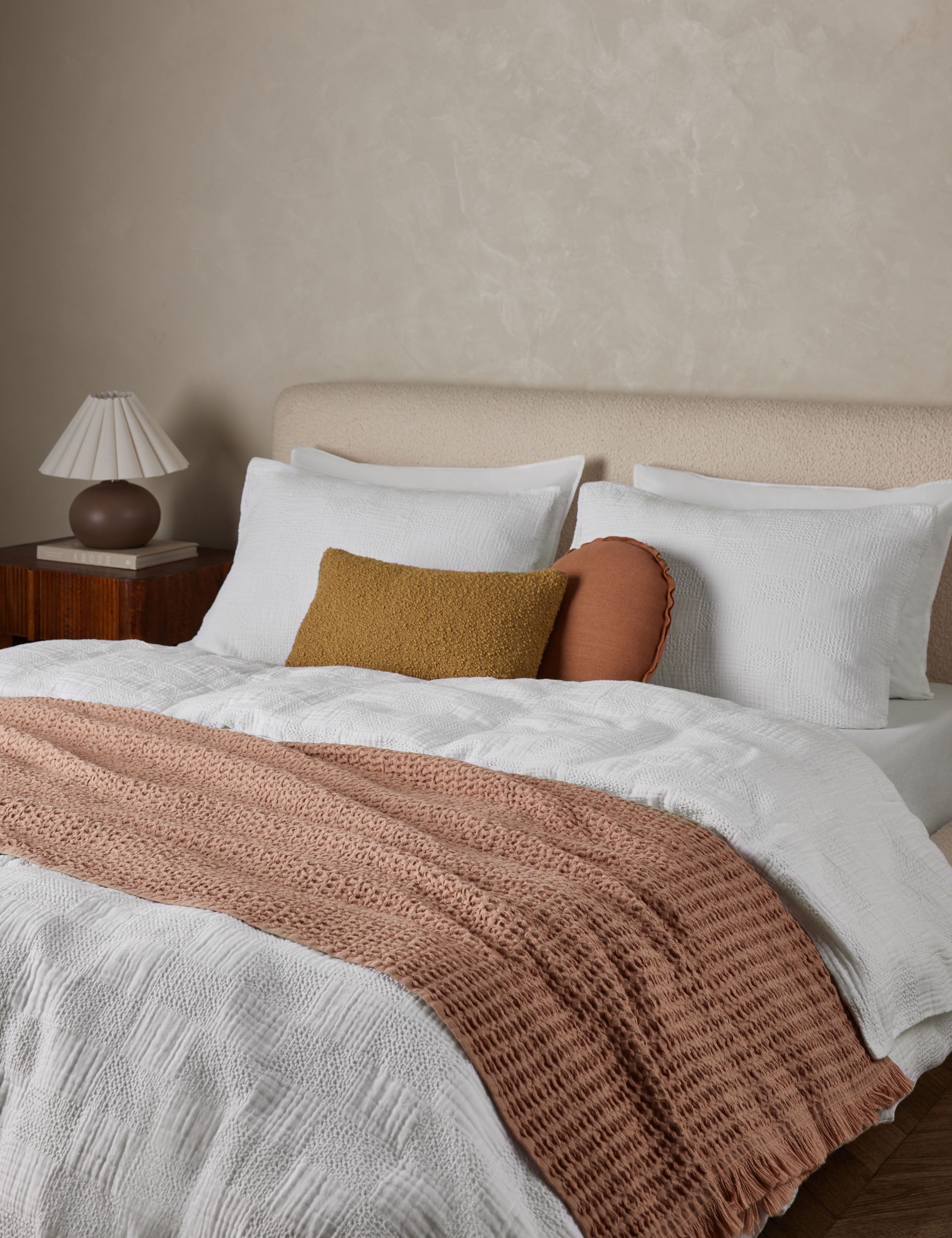 Kairo Textured Cotton Sham | Waffle Gauze Checkerboard Design
