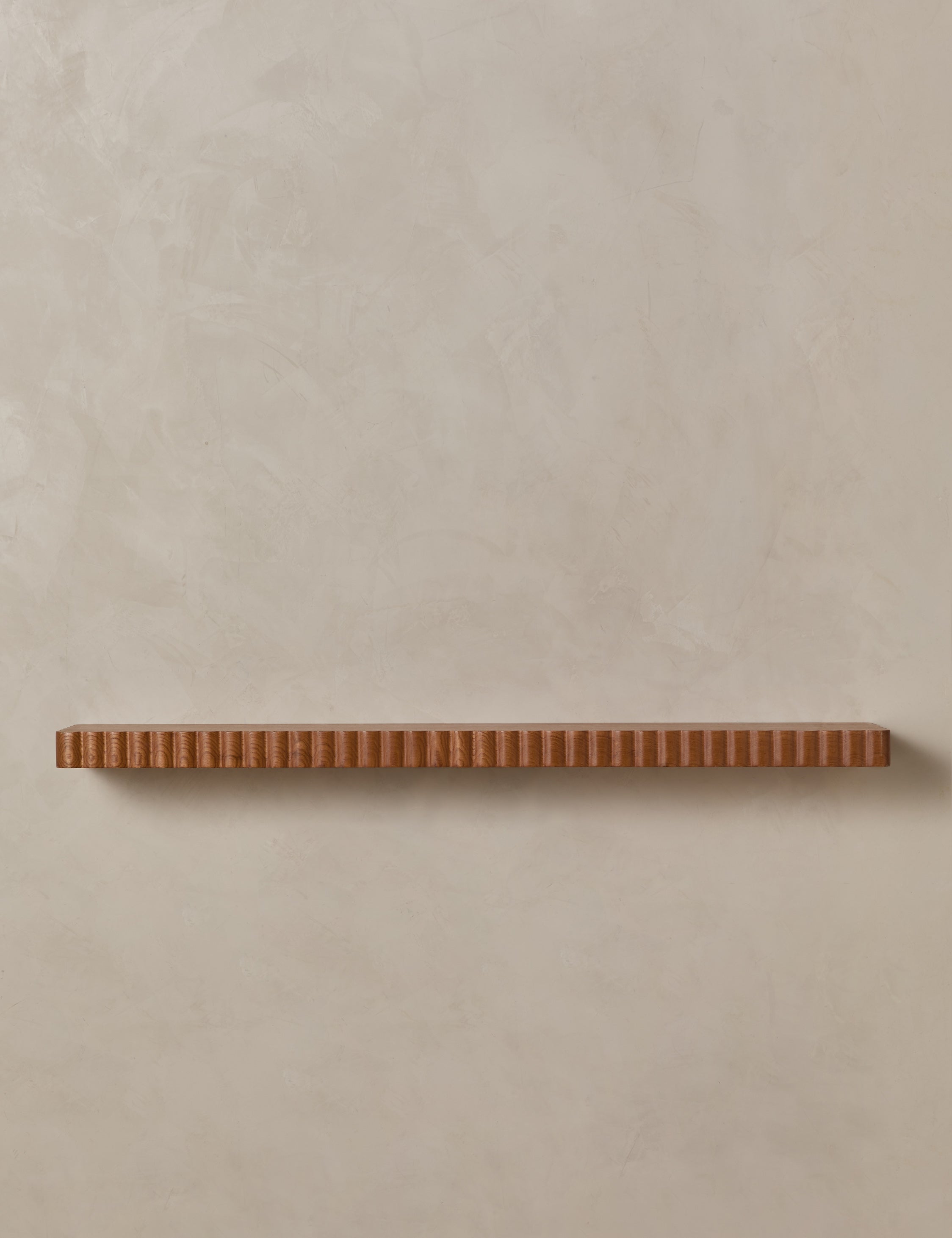 Soleil Shelf | Scalloped Detailing, Warm Wood Grain