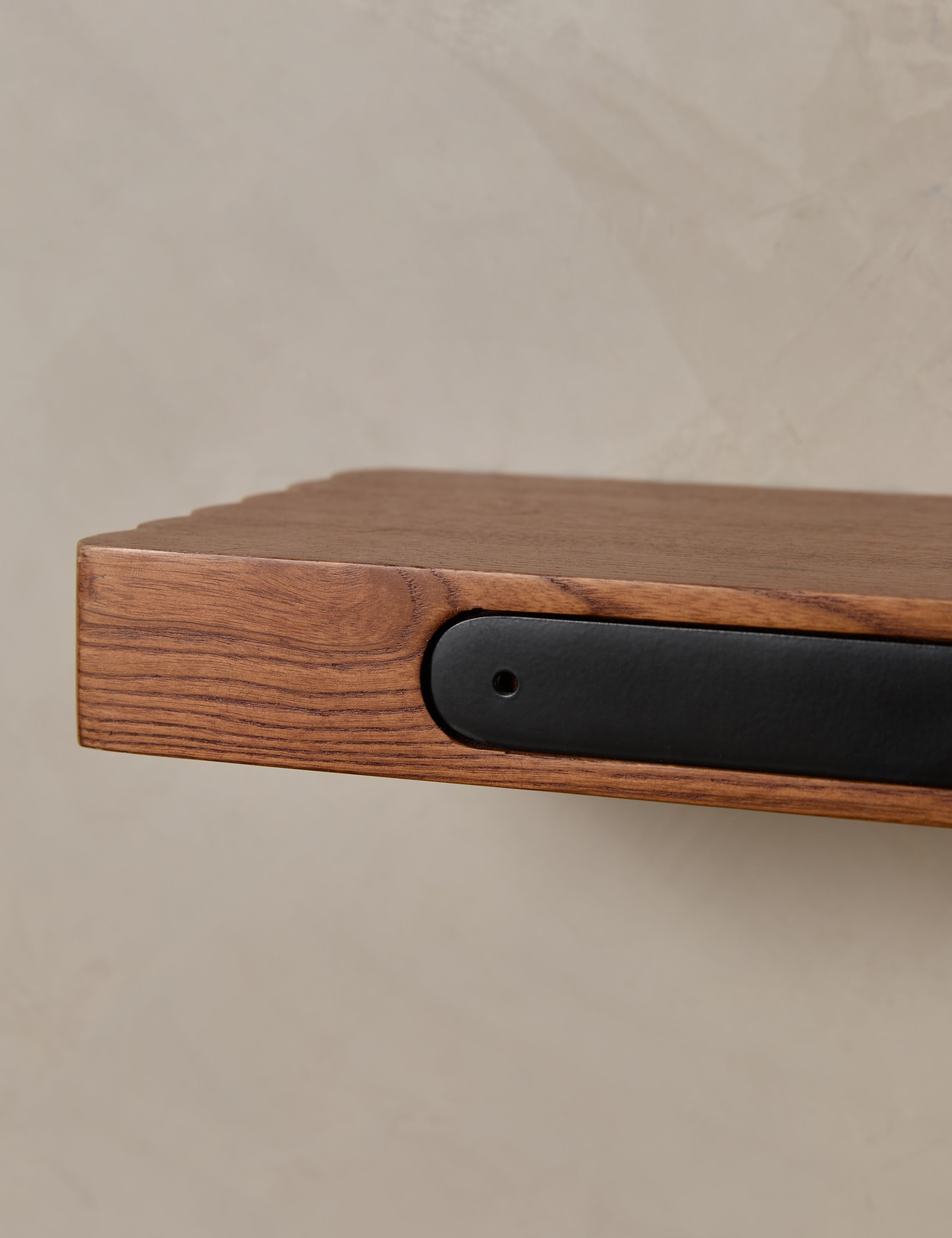 Soleil Shelf | Scalloped Detailing, Warm Wood Grain