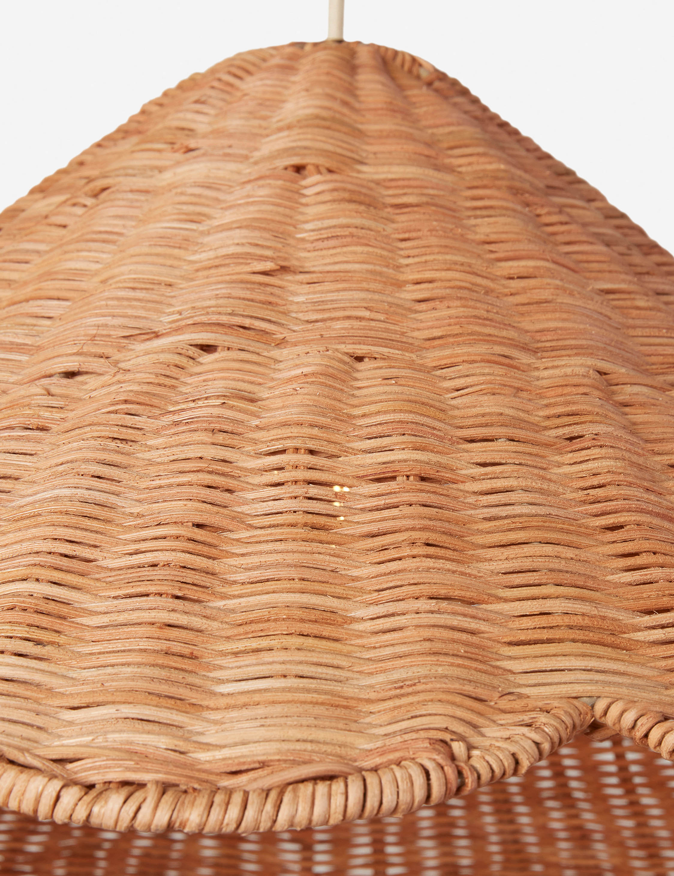 Maro Tapered Pendant Light | Woven Rattan Shade, Antique Brass Finish