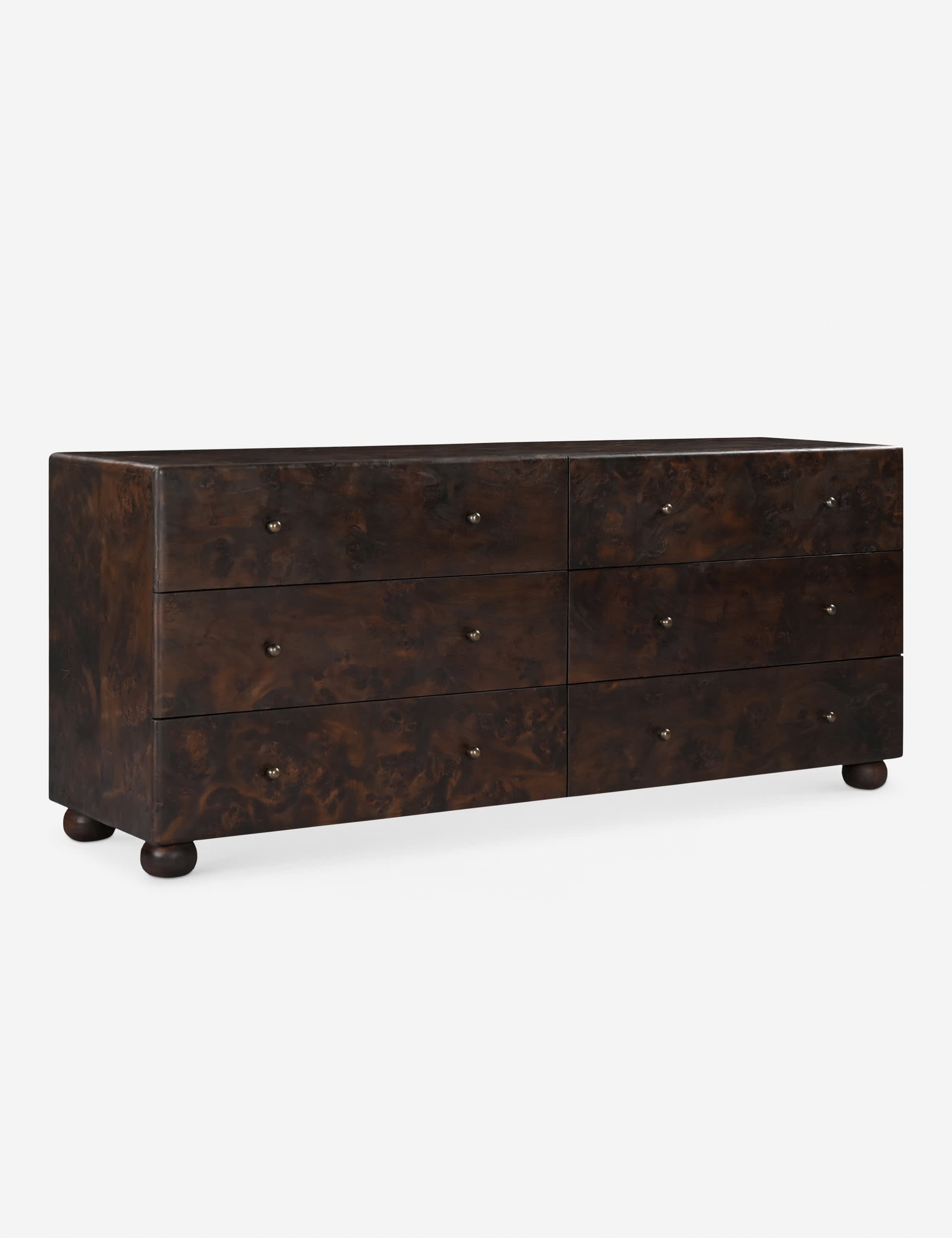 Bello Dresser | Burl & Brass Finish, Six Spacious Drawers