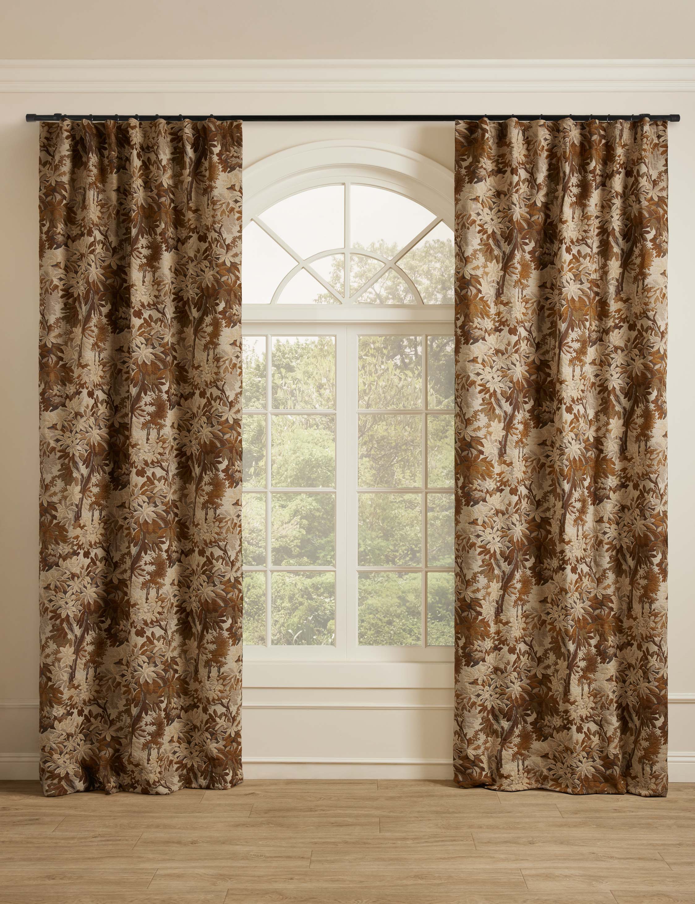 Mira Botanical Curtain Panel | Cotton Lined, Versatile Hanging Options