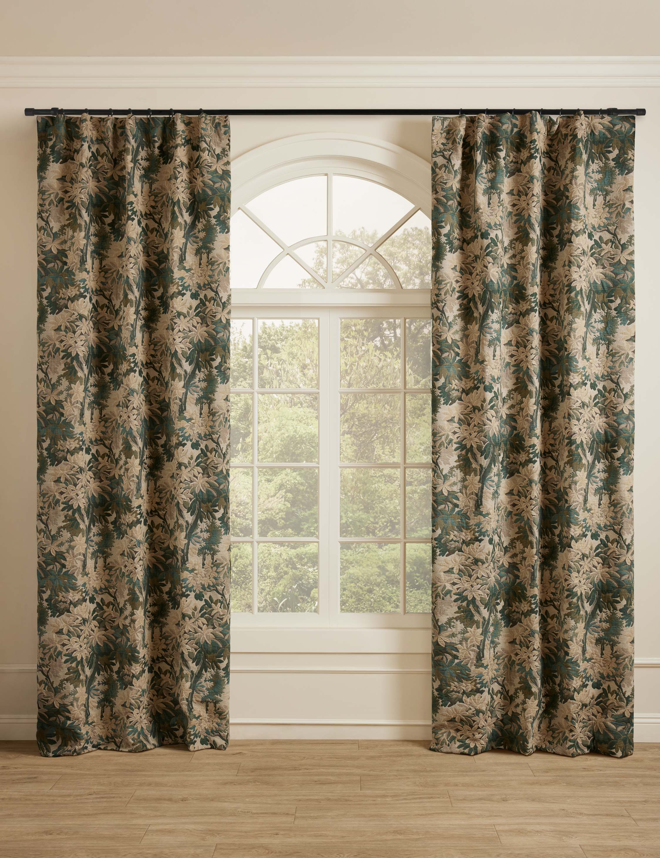 Mira Botanical Curtain Panel | Cotton Lined, Versatile Hanging Options