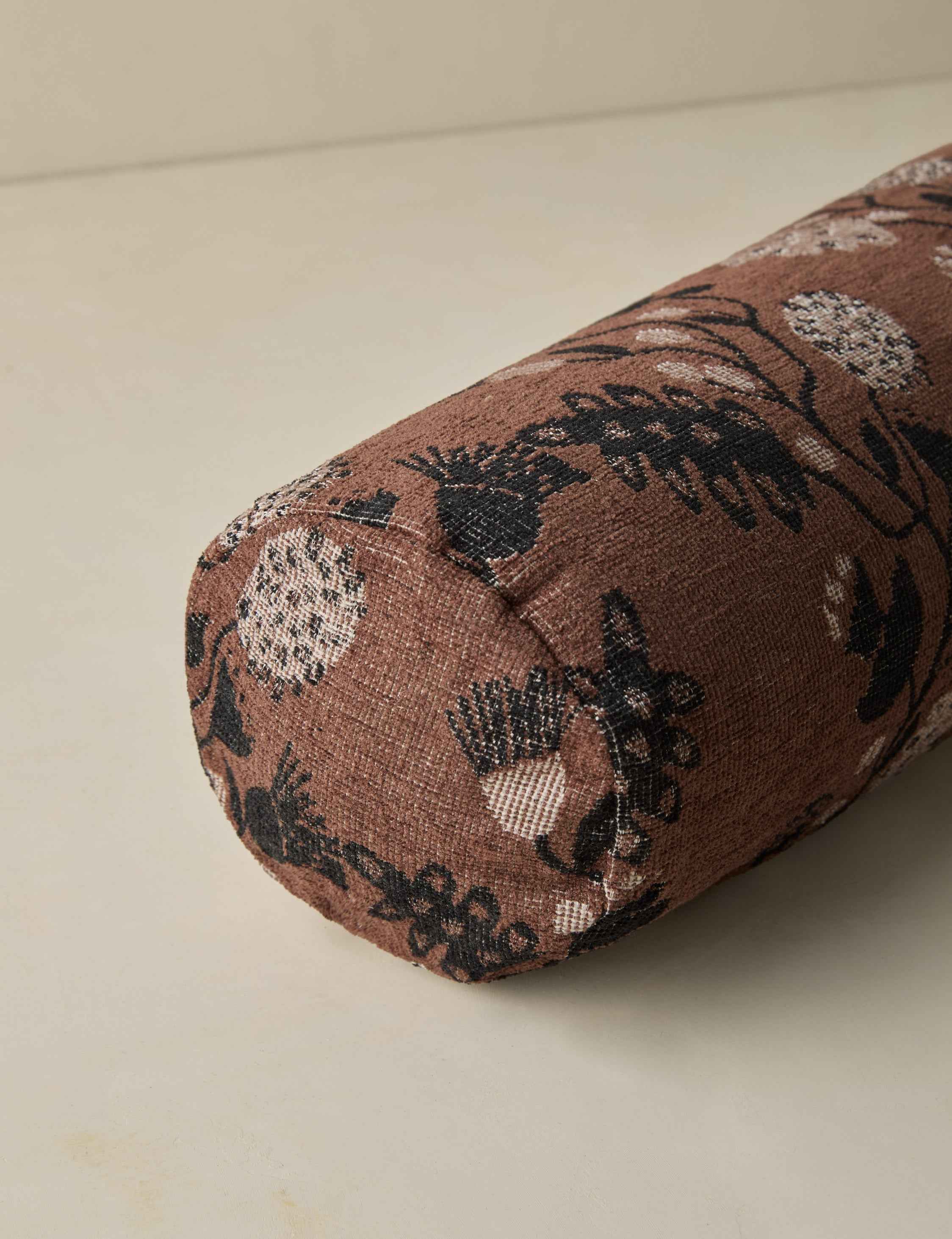 Briar Long Bolster Pillow | Textured Cotton, Botanical Pattern