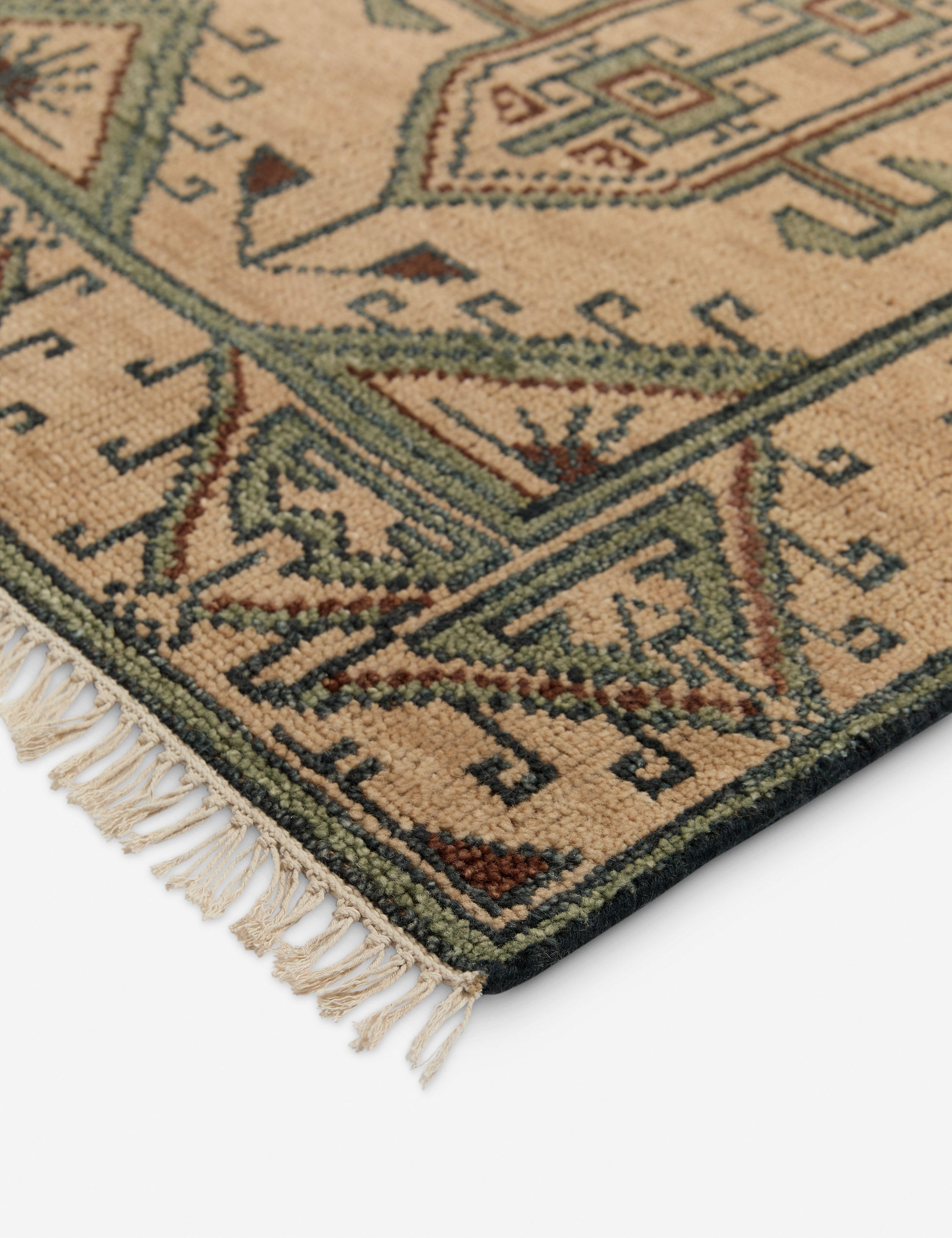 Vento Hand-Knotted Wool Rug | Geometric Motifs, Traditional Border
