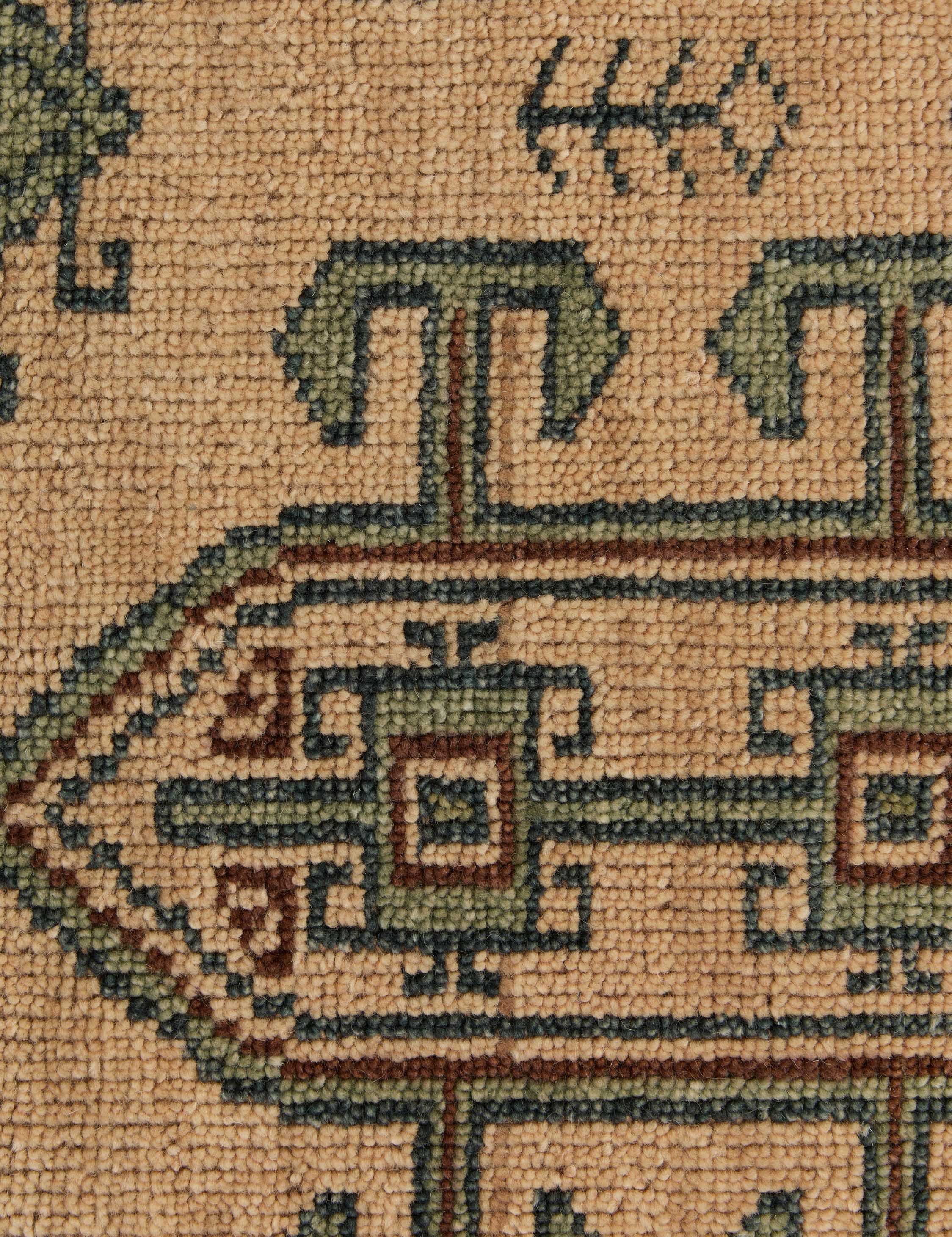 Vento Hand-Knotted Wool Rug | Geometric Motifs, Traditional Border