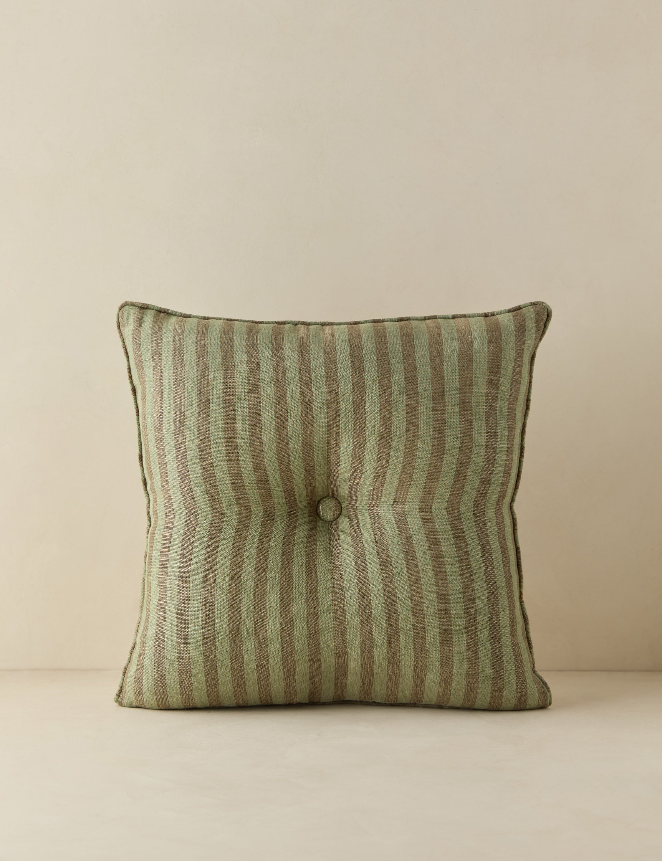 Waverly Pillow | Linen with Striped Design and Tufted Button