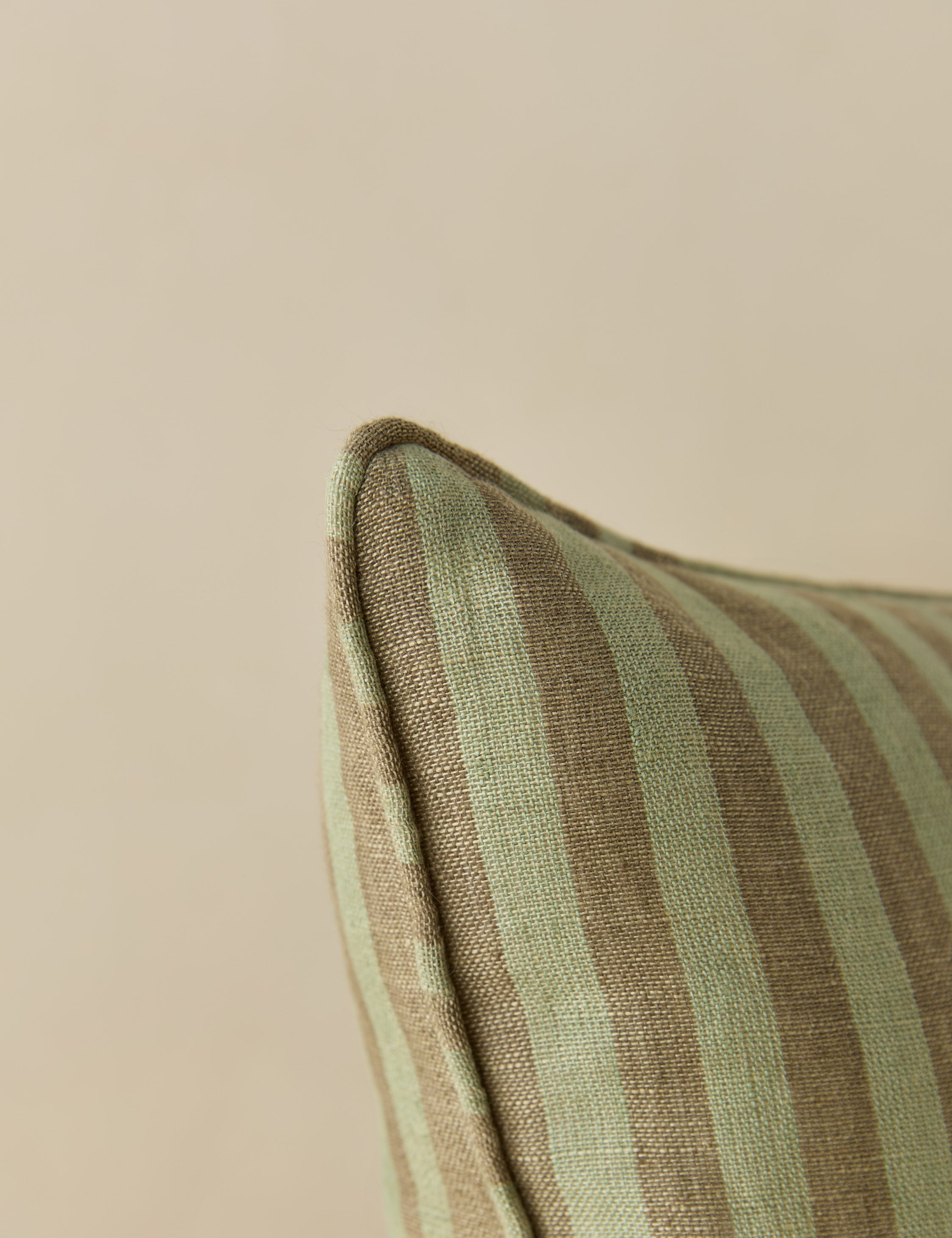 Waverly Pillow | Linen with Striped Design and Tufted Button