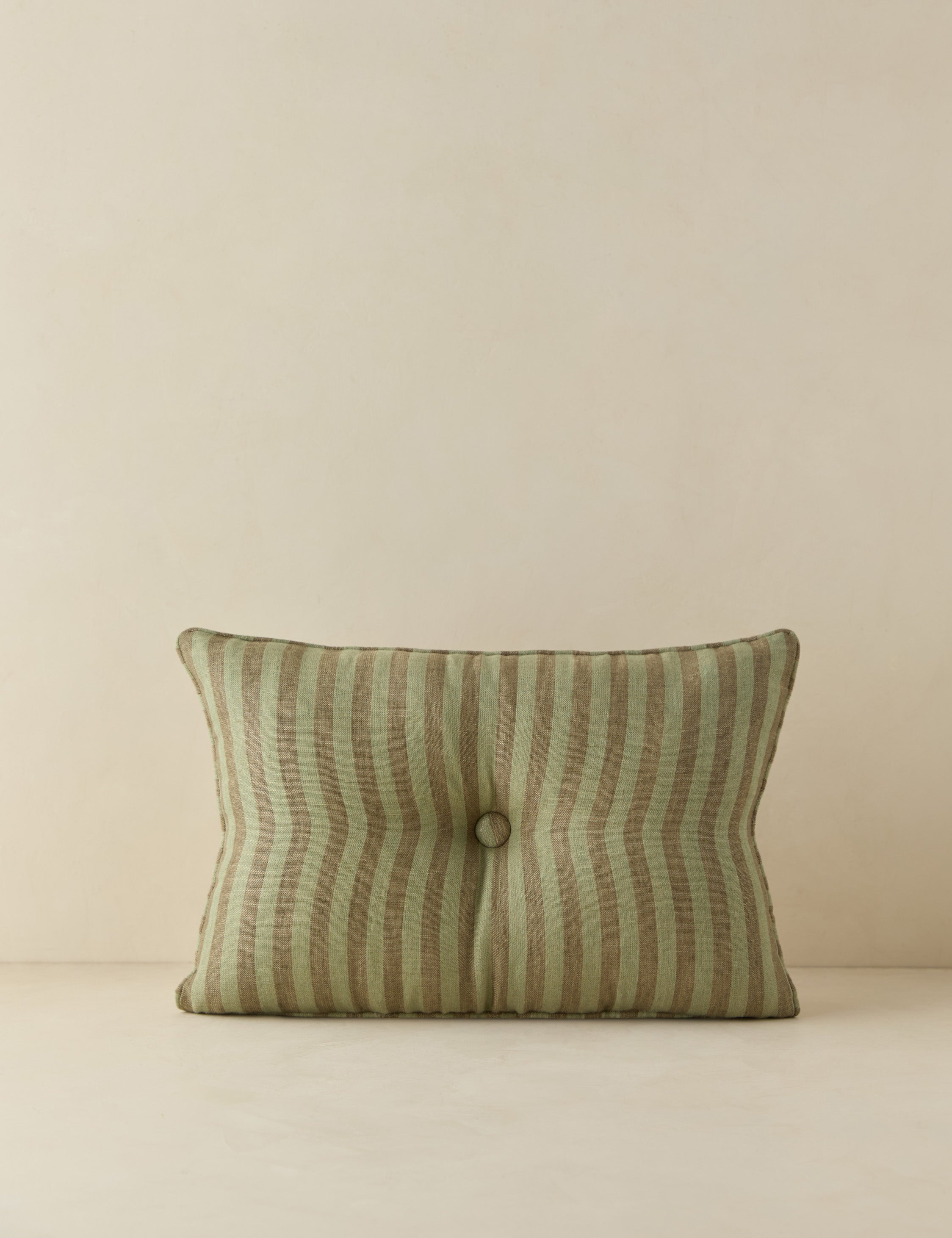Waverly Pillow | Linen with Striped Design and Tufted Button