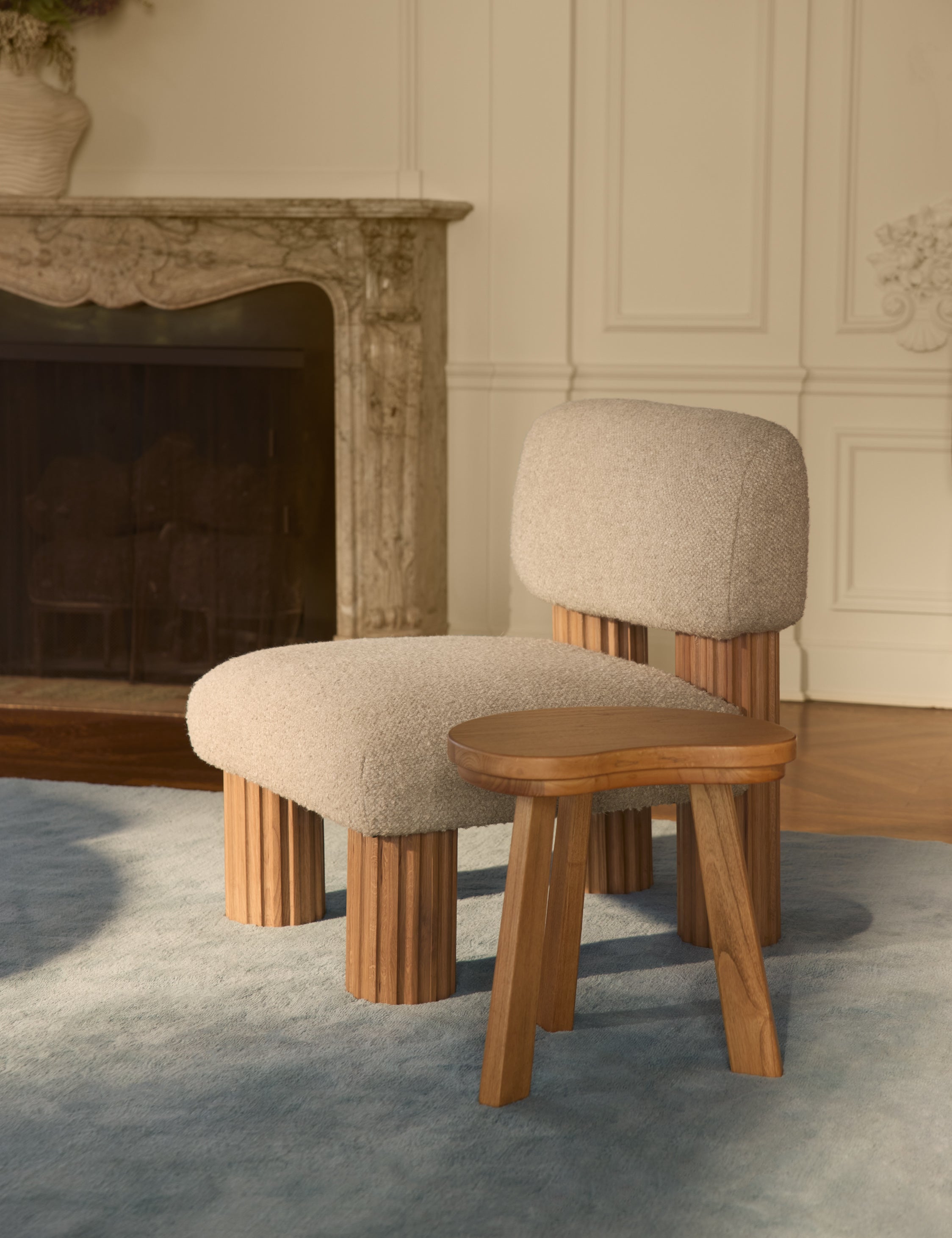 Luna Side Table | Sculpted Top, Angled Legs