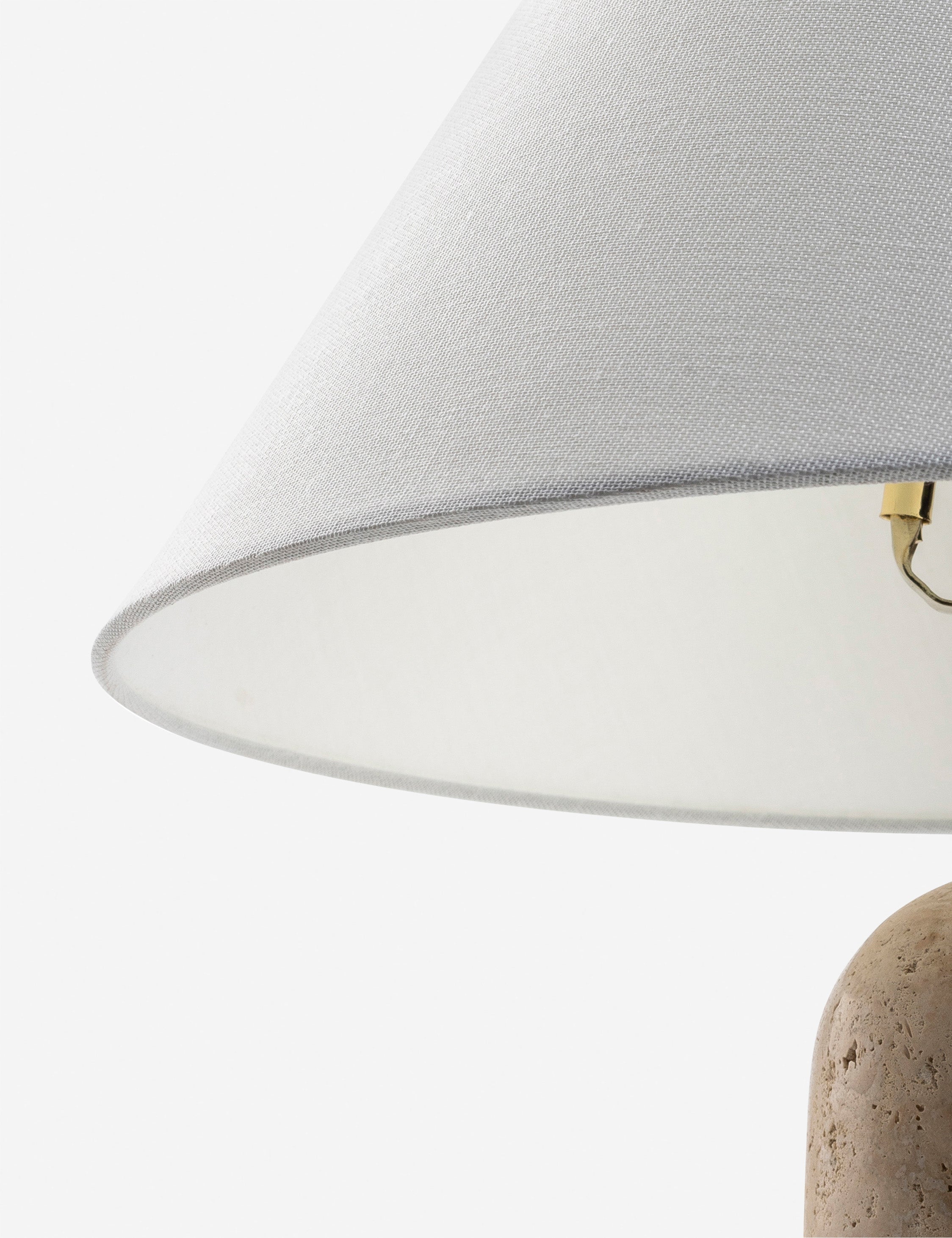 Mira Table Lamp | Travertine Base, Tapered Linen Shade
