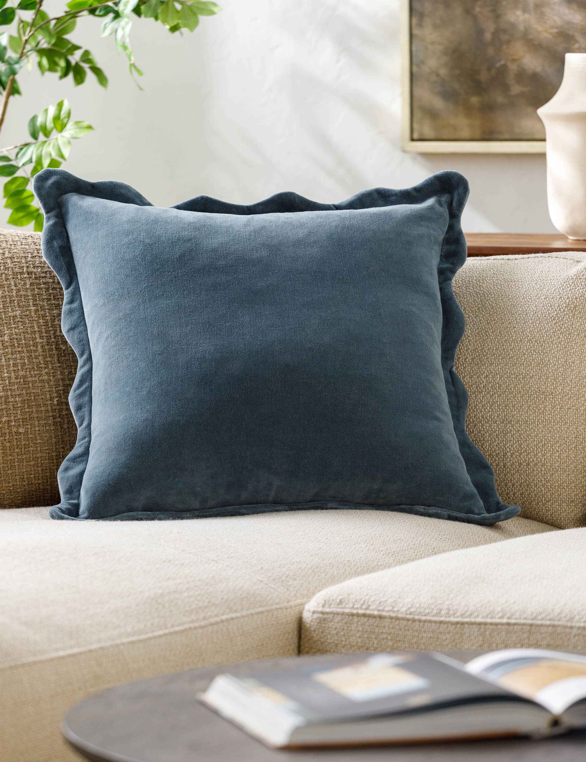Cora Accent Pillow | Velvety Finish, Waved Flange Design