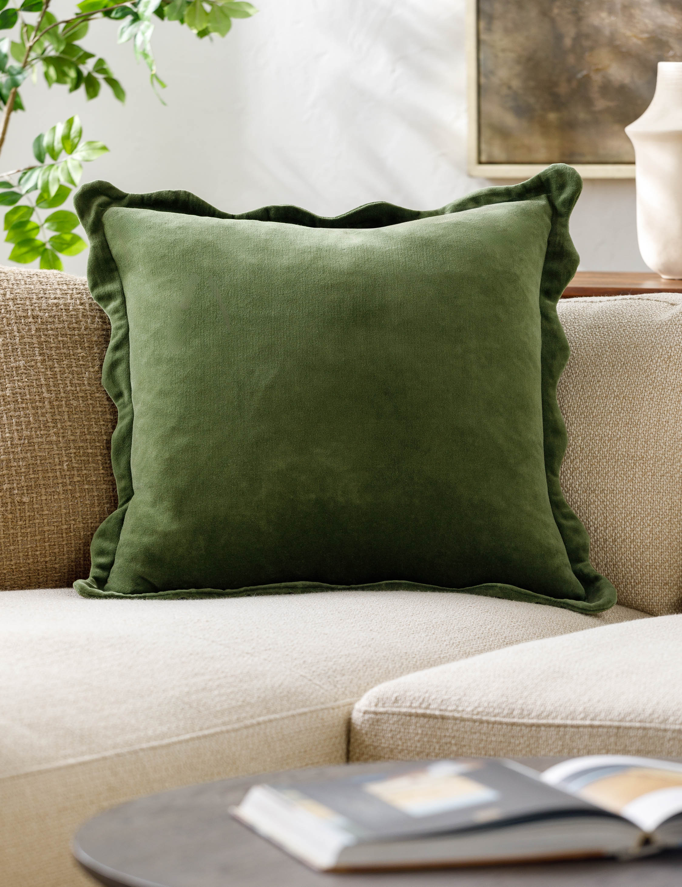Cleo Accent Pillow | Velvety Finish, Waved Flange