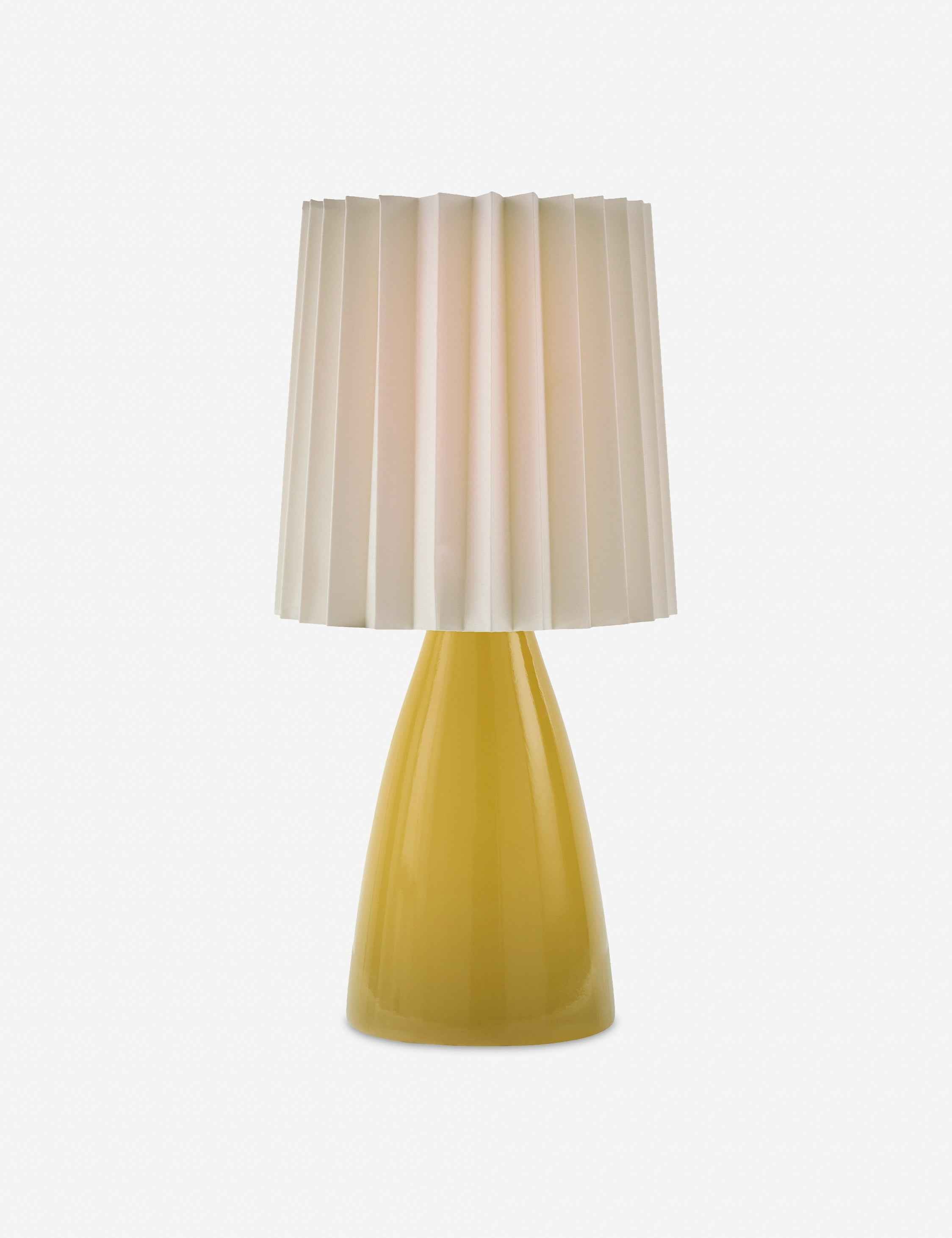 Helio Table Lamp | Gloss Finish, Pleated Linen Shade