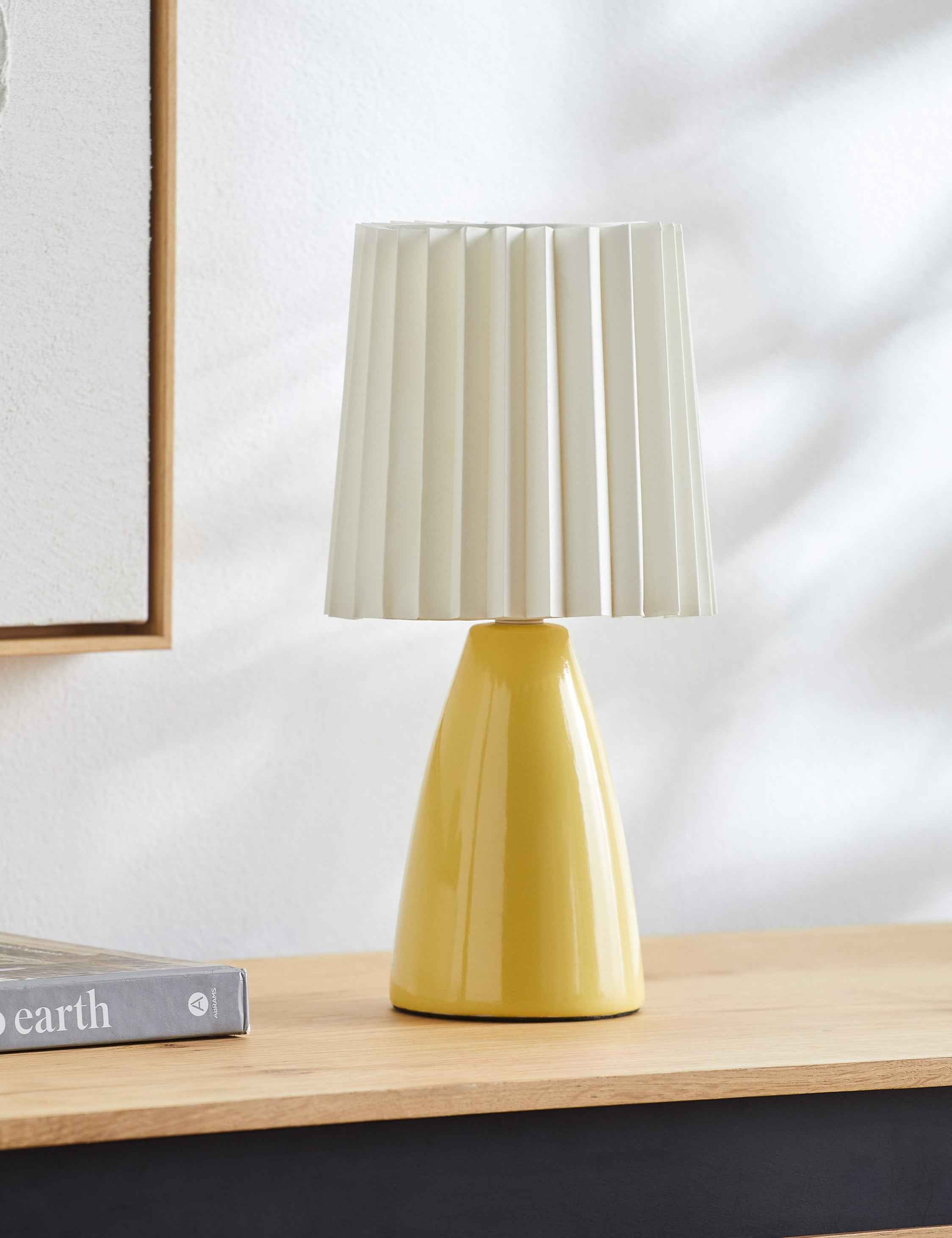 Helio Table Lamp | Gloss Finish, Pleated Linen Shade