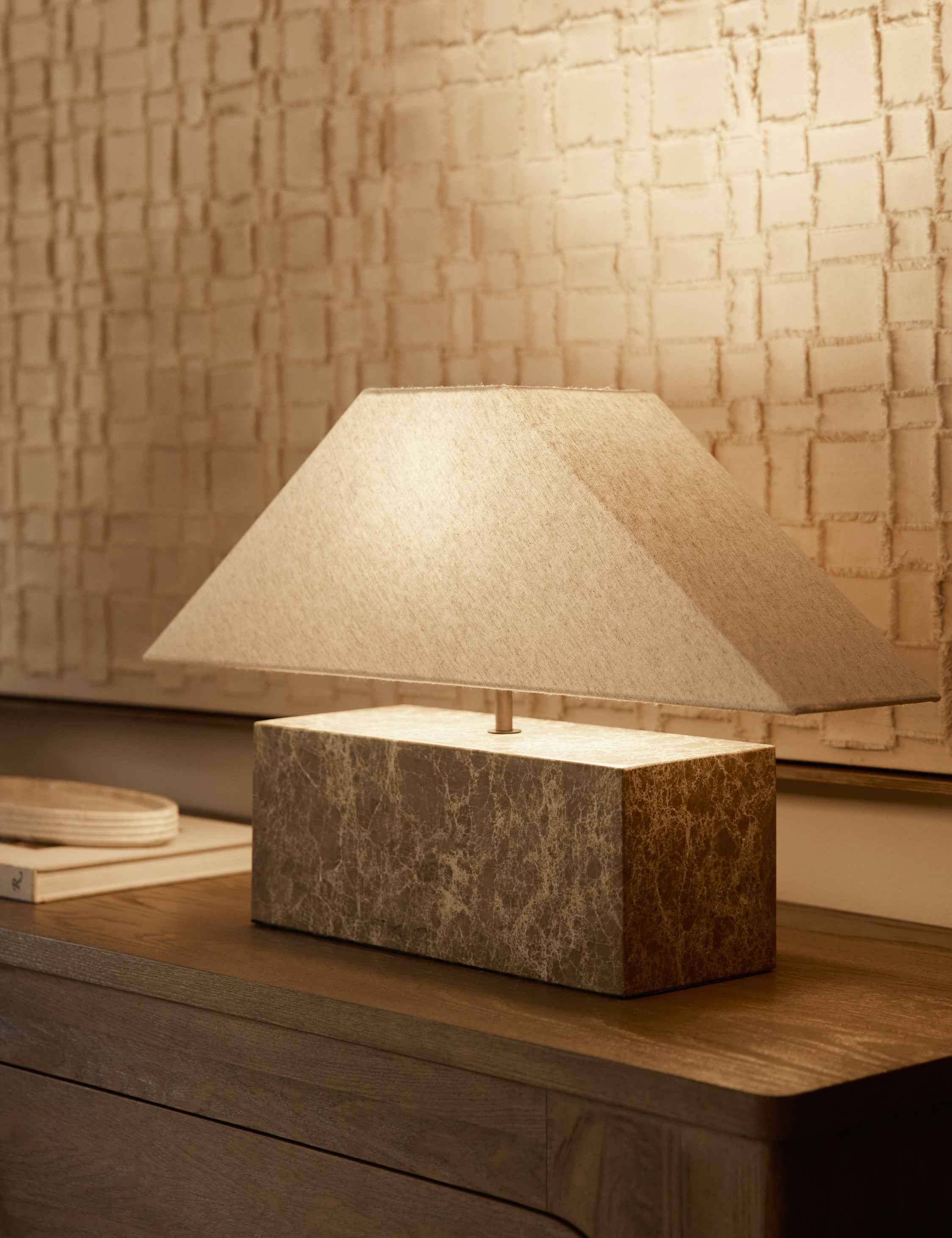 Haven Table Lamp | Marble Base, Pagoda Shade