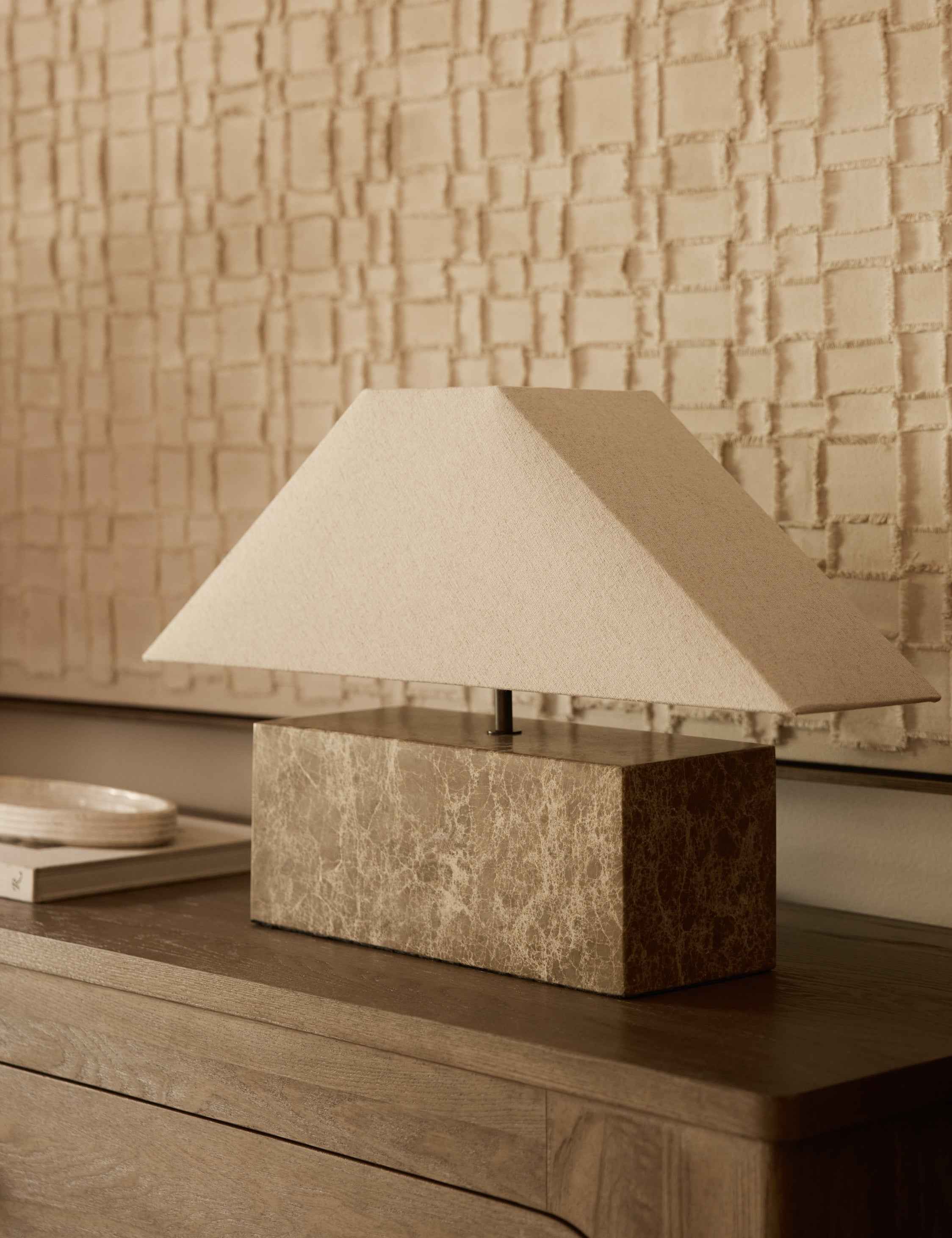 Haven Table Lamp | Marble Base, Pagoda Shade