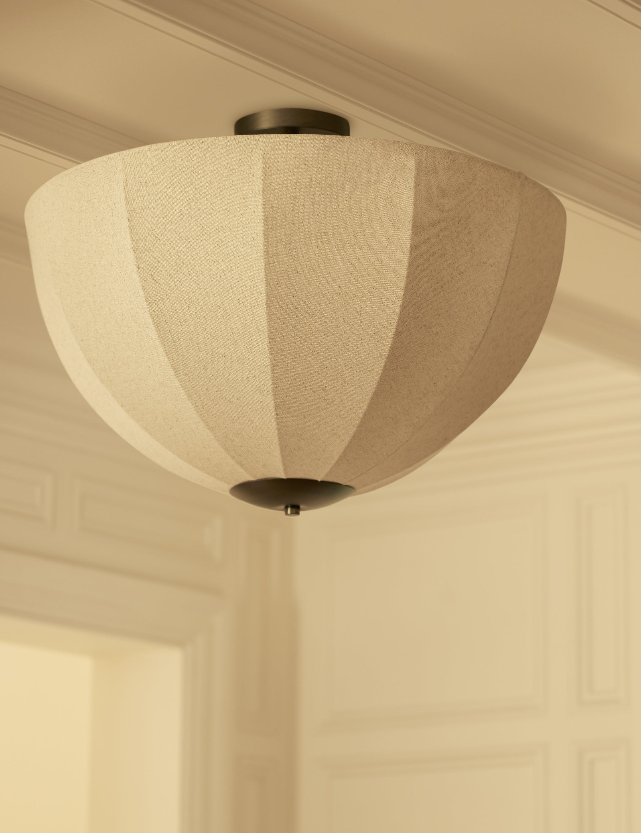 Sello Flush Mount Light | Linen-Wrapped Shade, Botanical Inspired